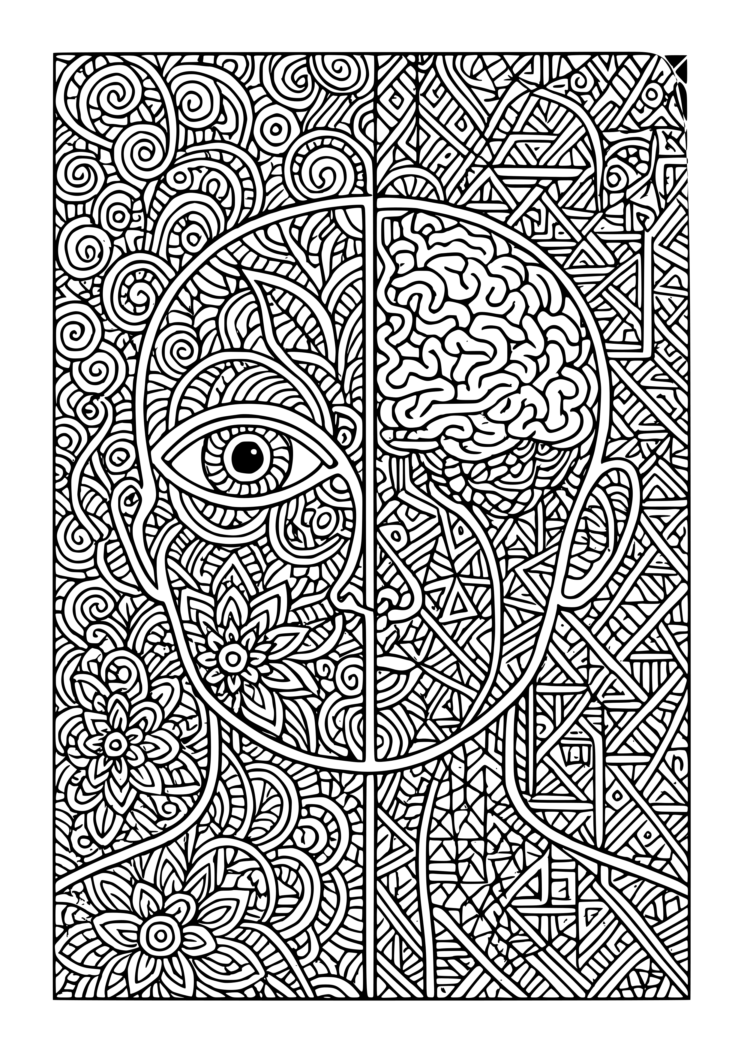 Abstract Collage of Perception and Reality Coloring Page