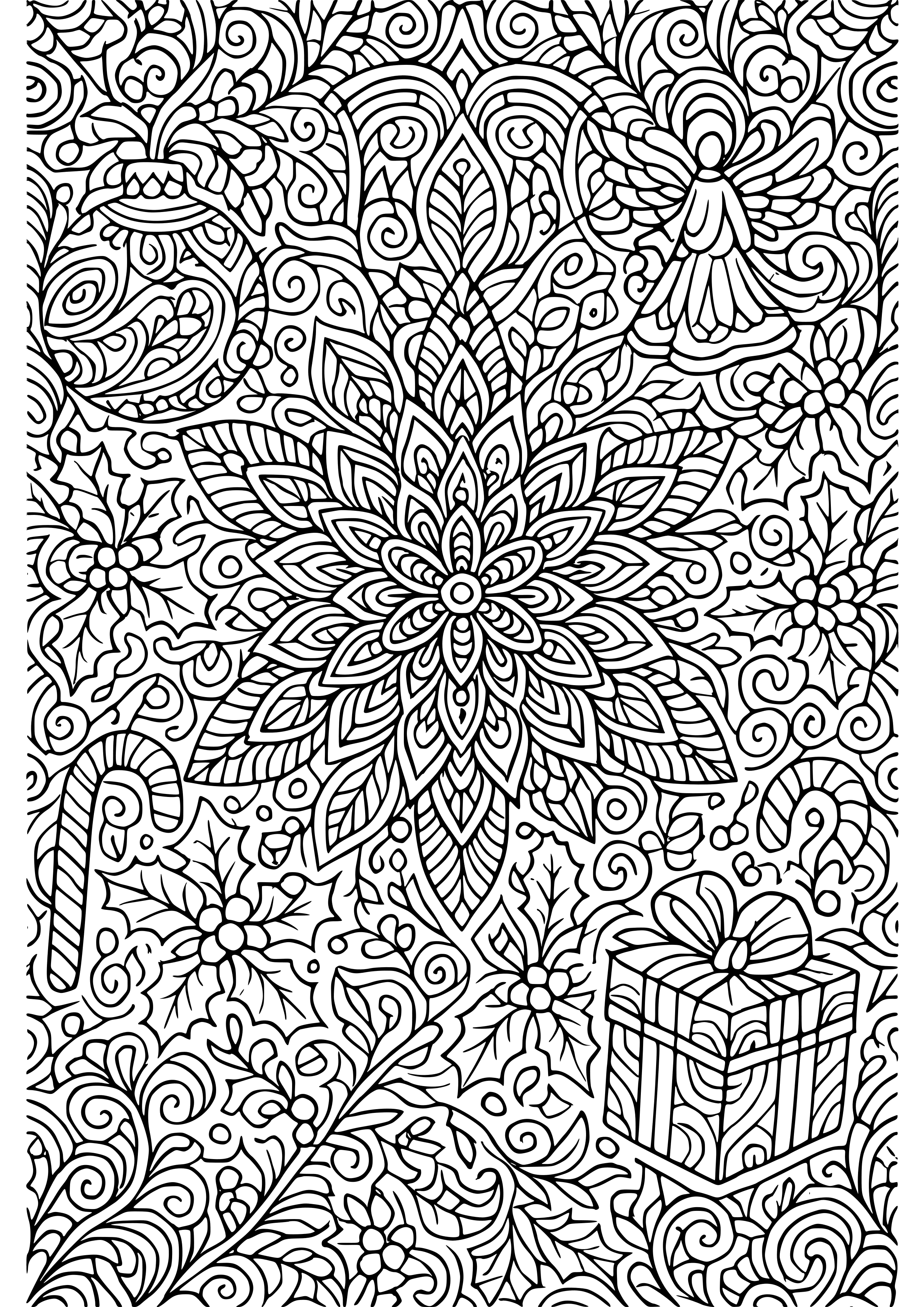 Abstract Holiday Patterns Coloring Page