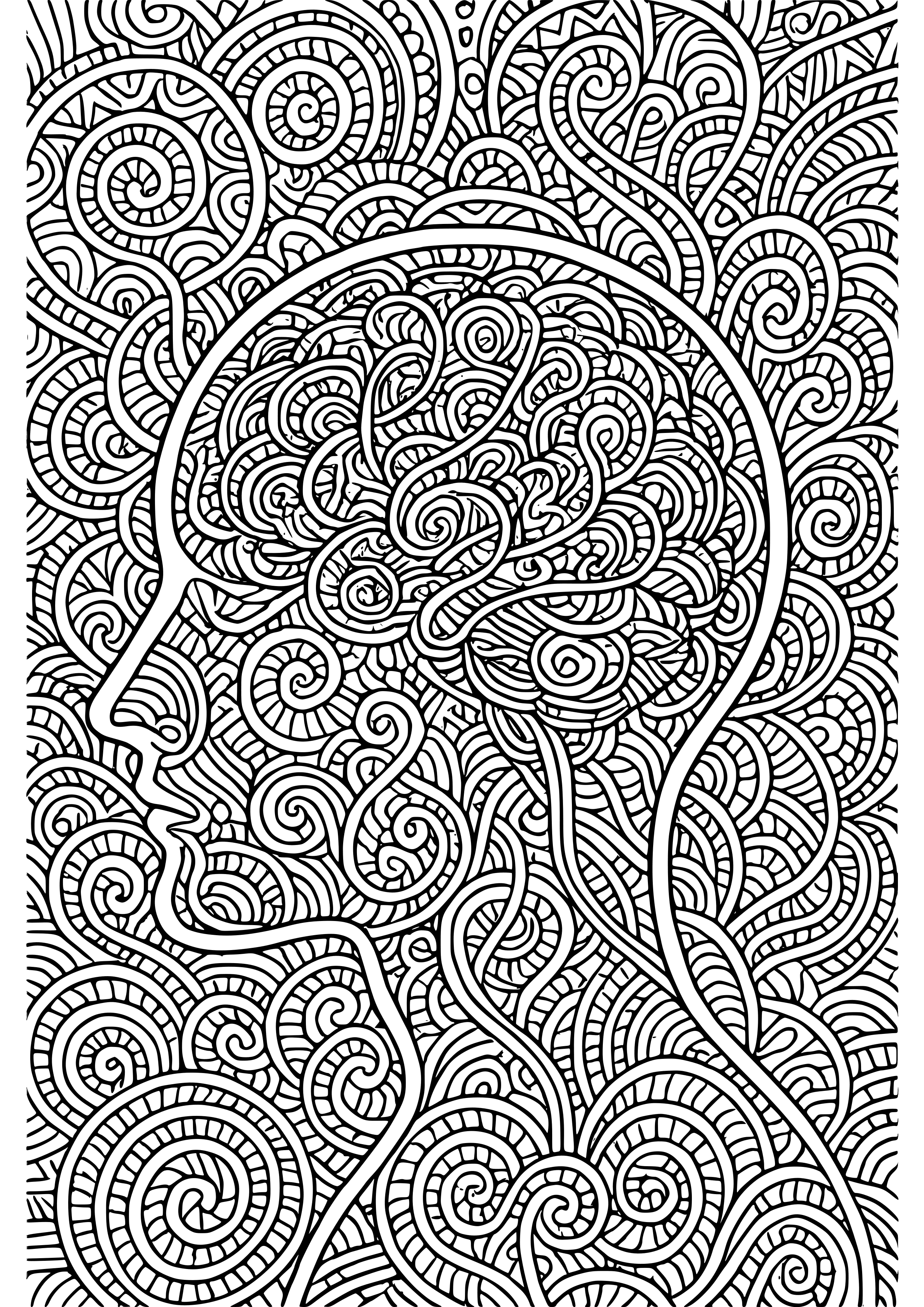 Abstract Representation of Mental Overload with Patterns Coloring Page