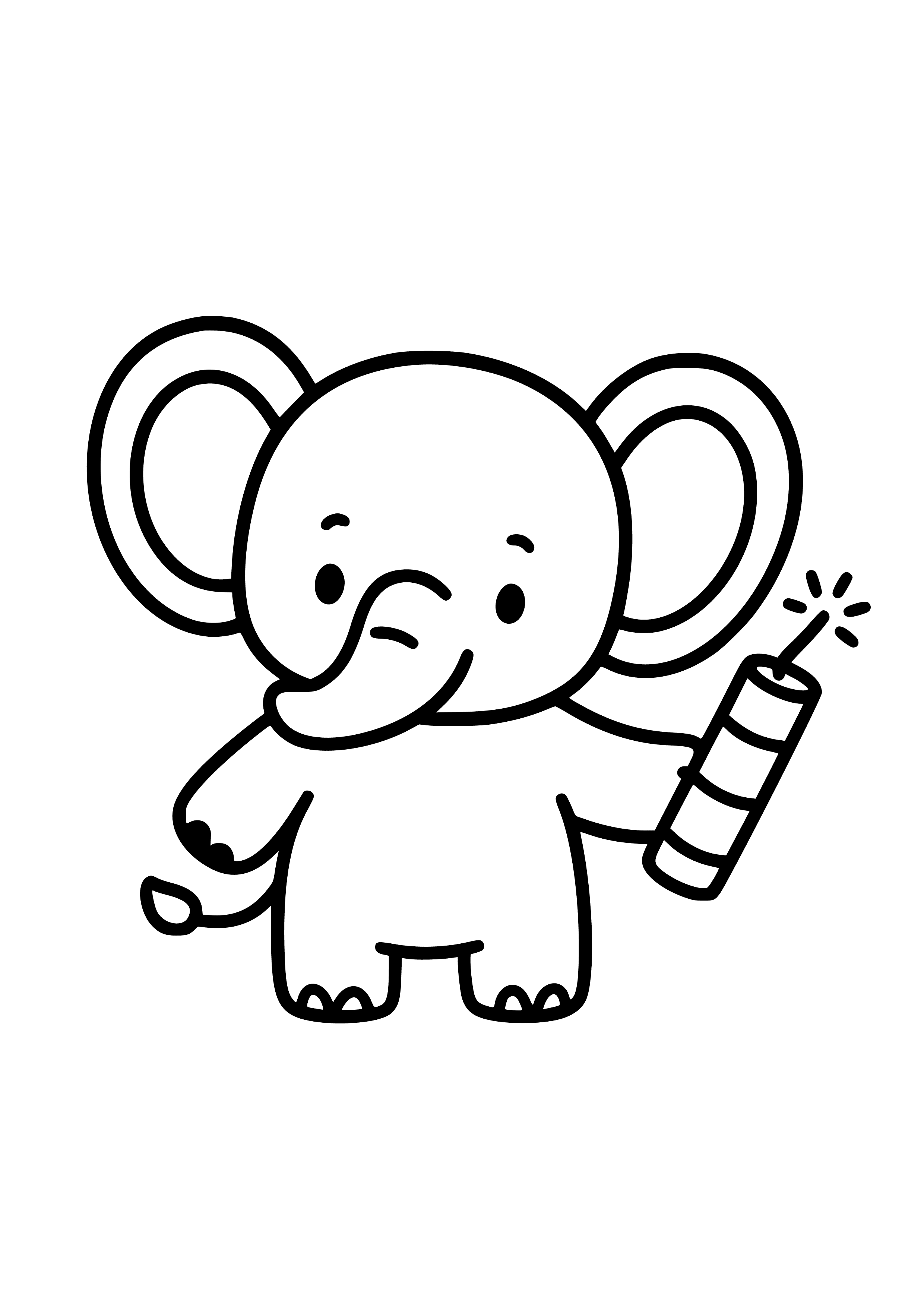 Adorable Baby Elephant Holding a Firecracker Coloring Page