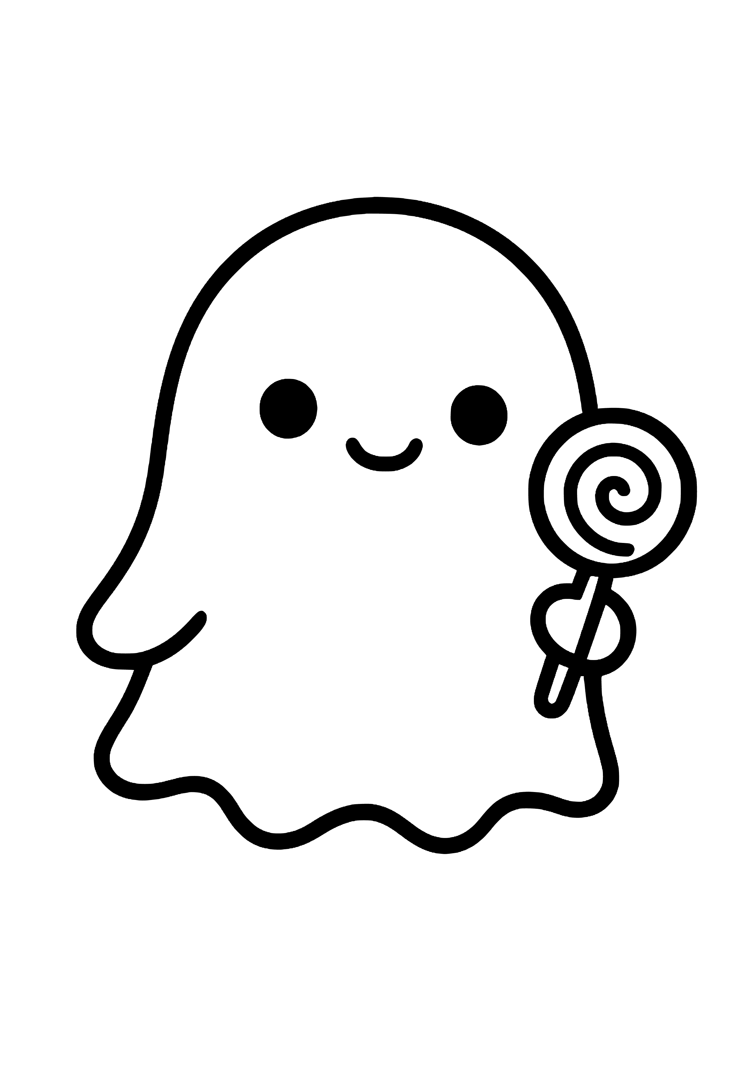 Adorable Ghost Holding a Lollipop Coloring Page