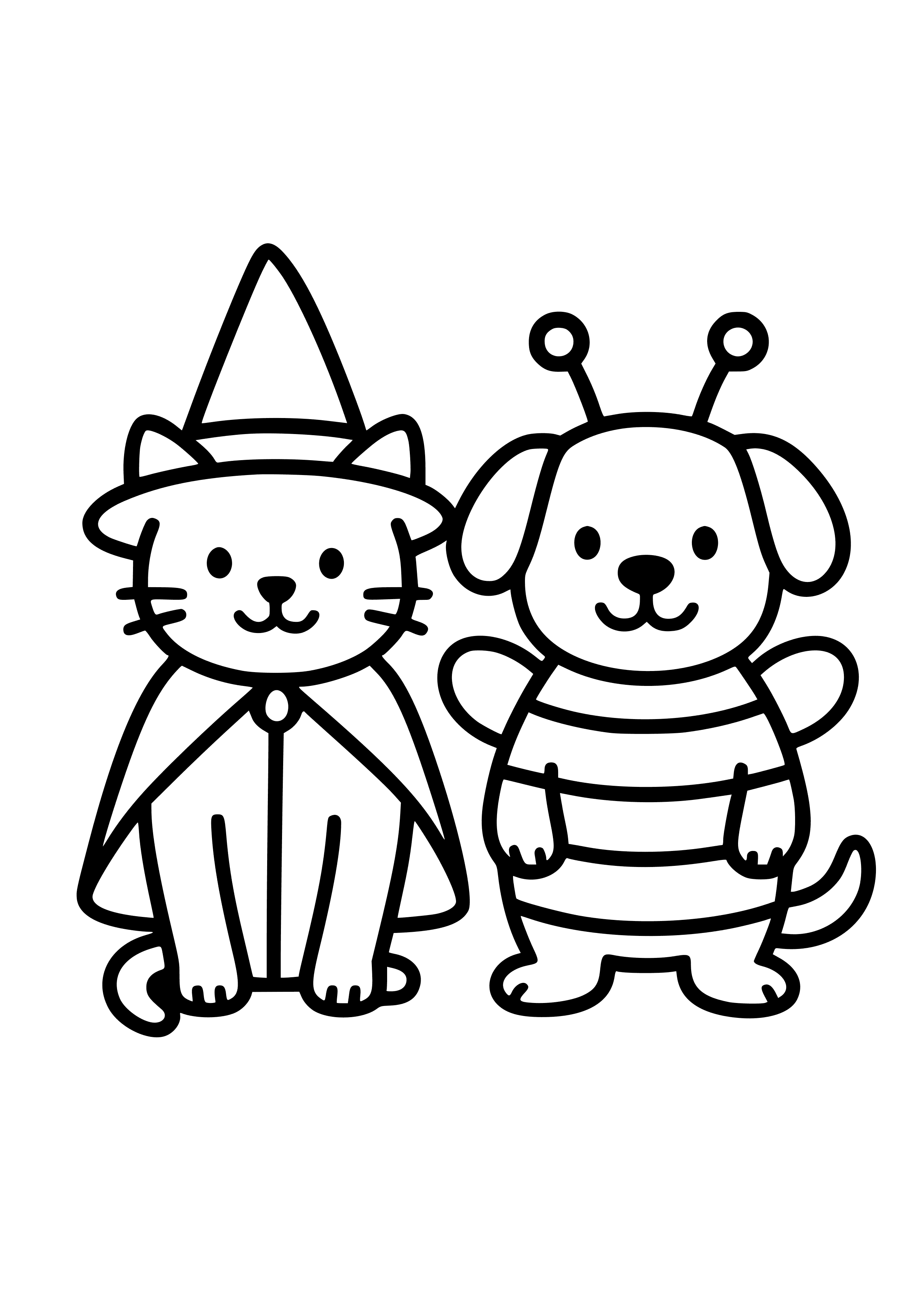 Adorable Pets Dressed in Costumes Coloring Page