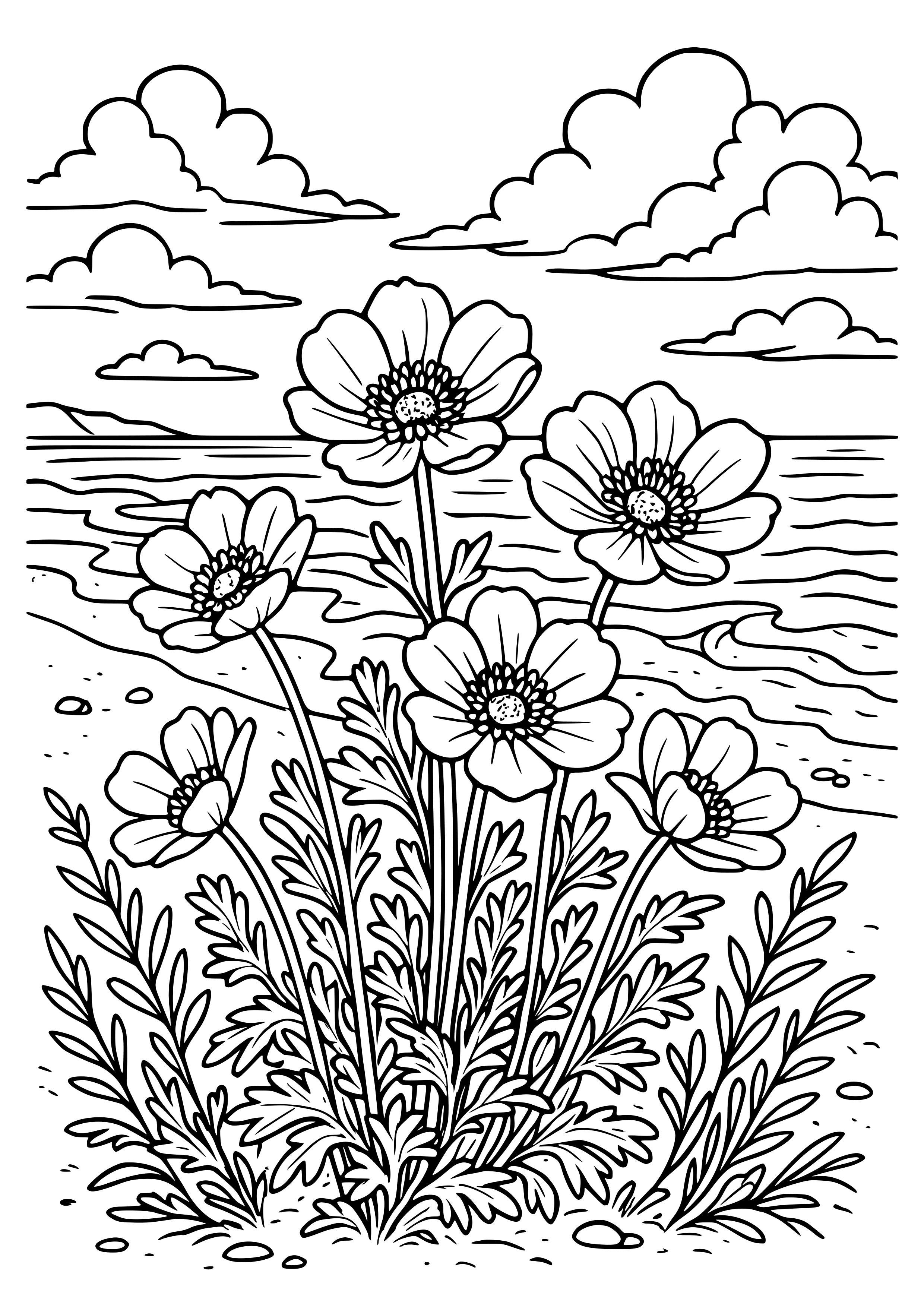 Anemones Along the Shore Coloring Page