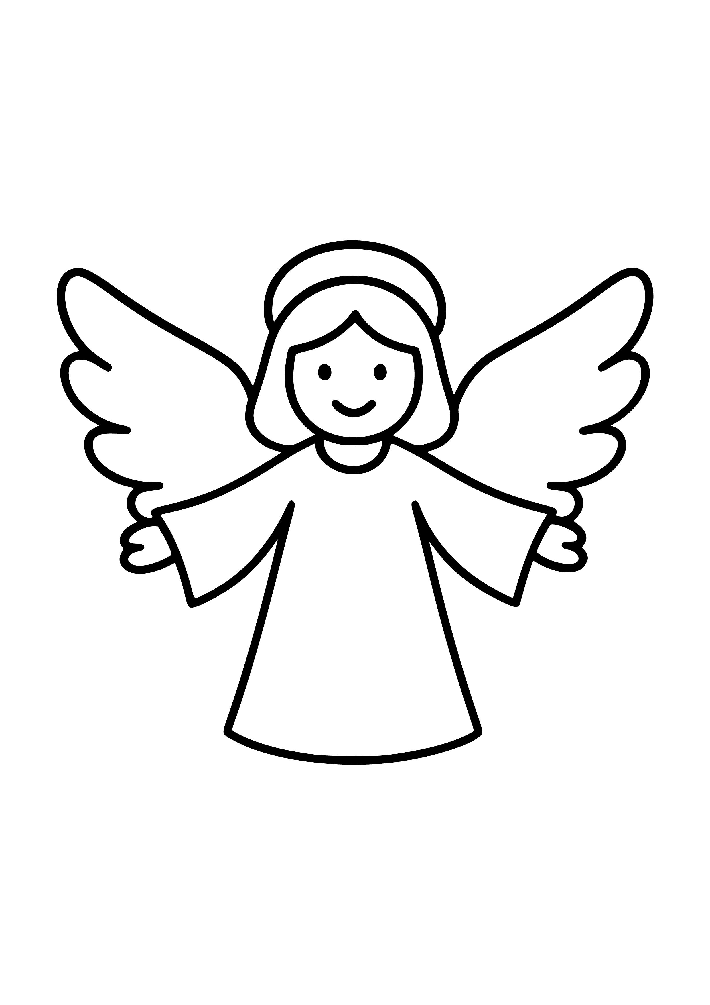 Angel with Outstretched Wings Coloring Page