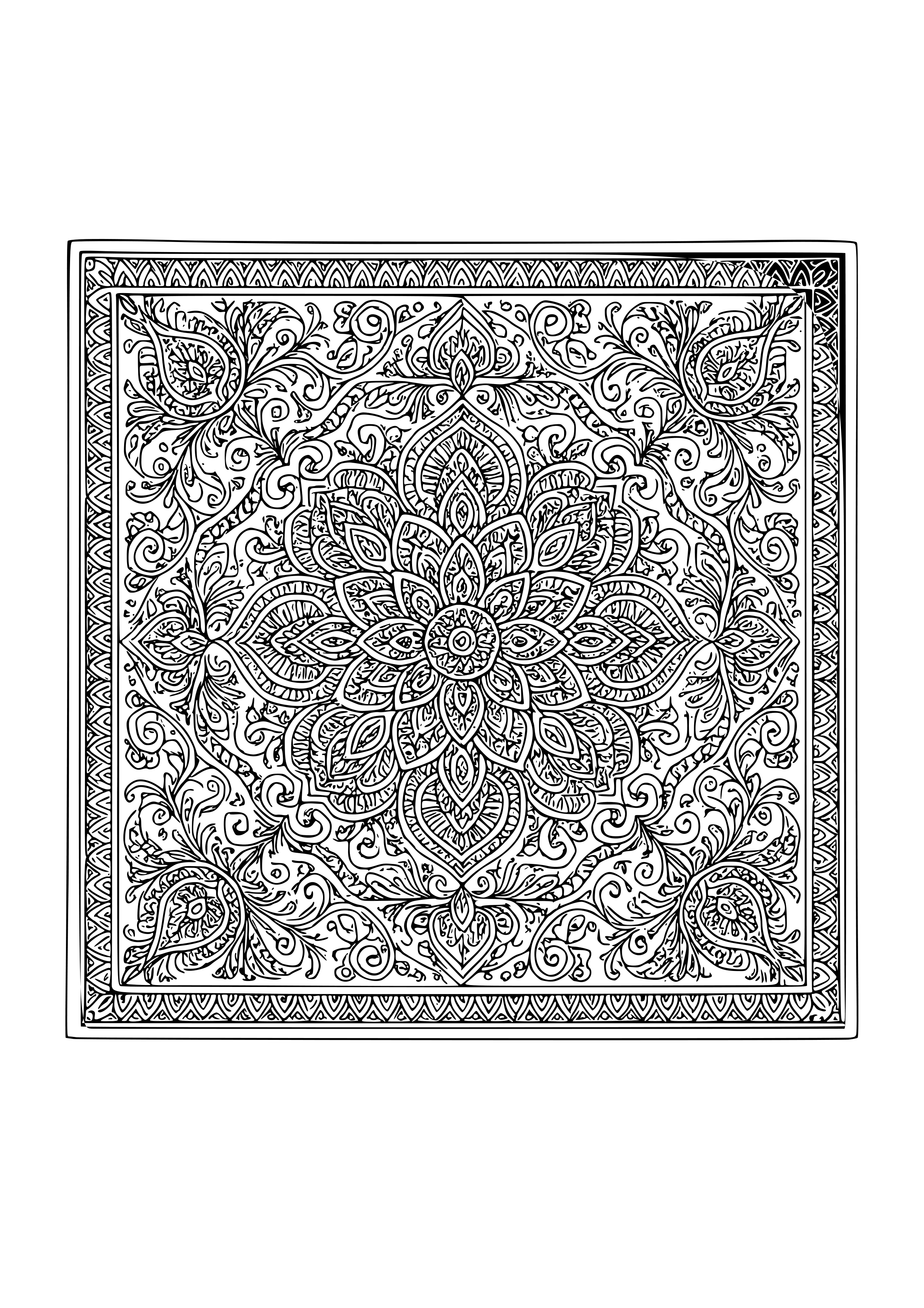 Artistic Patterns on a Scarf Coloring Page