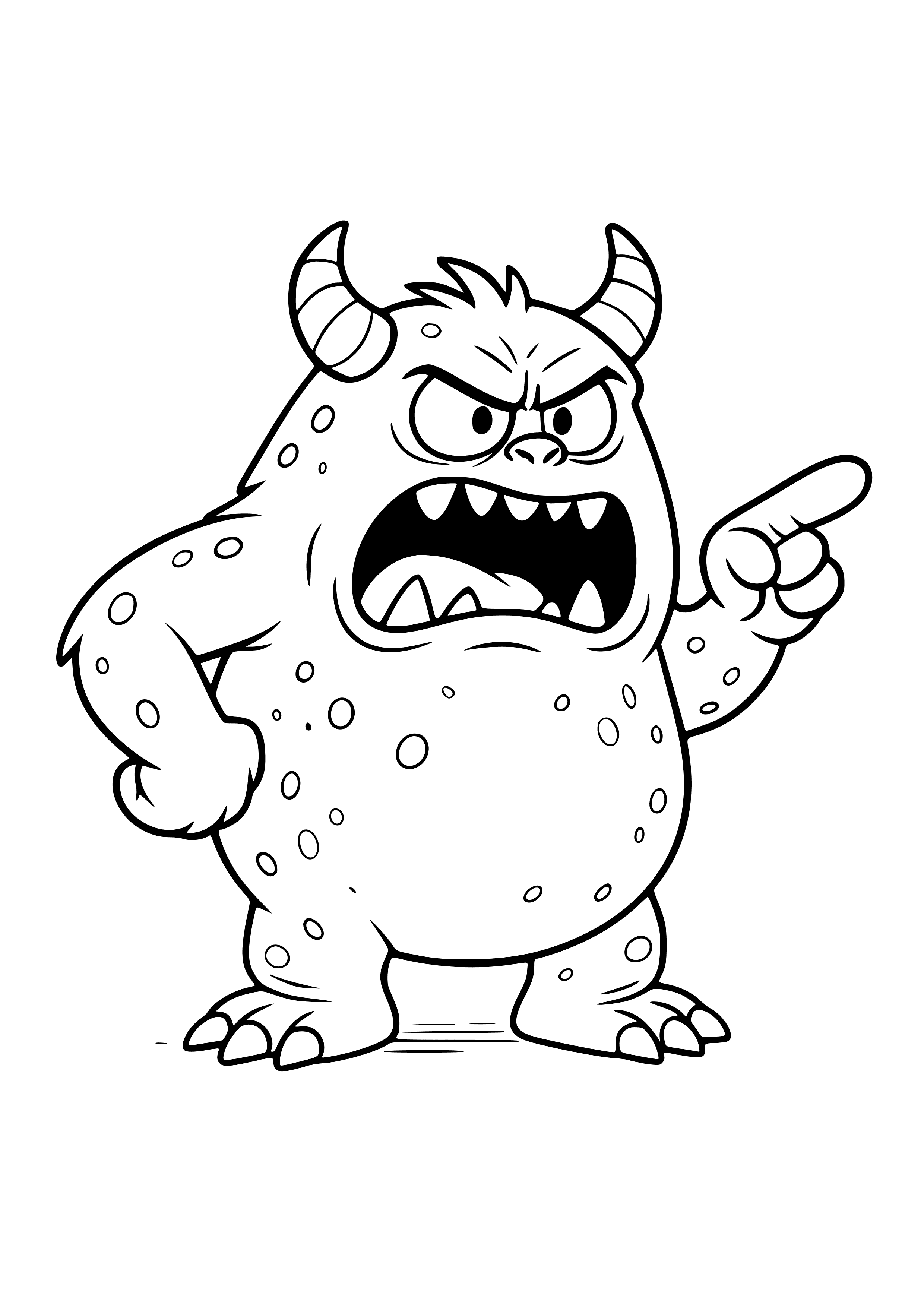 Bossy Blue Monster Giving Orders Coloring Page