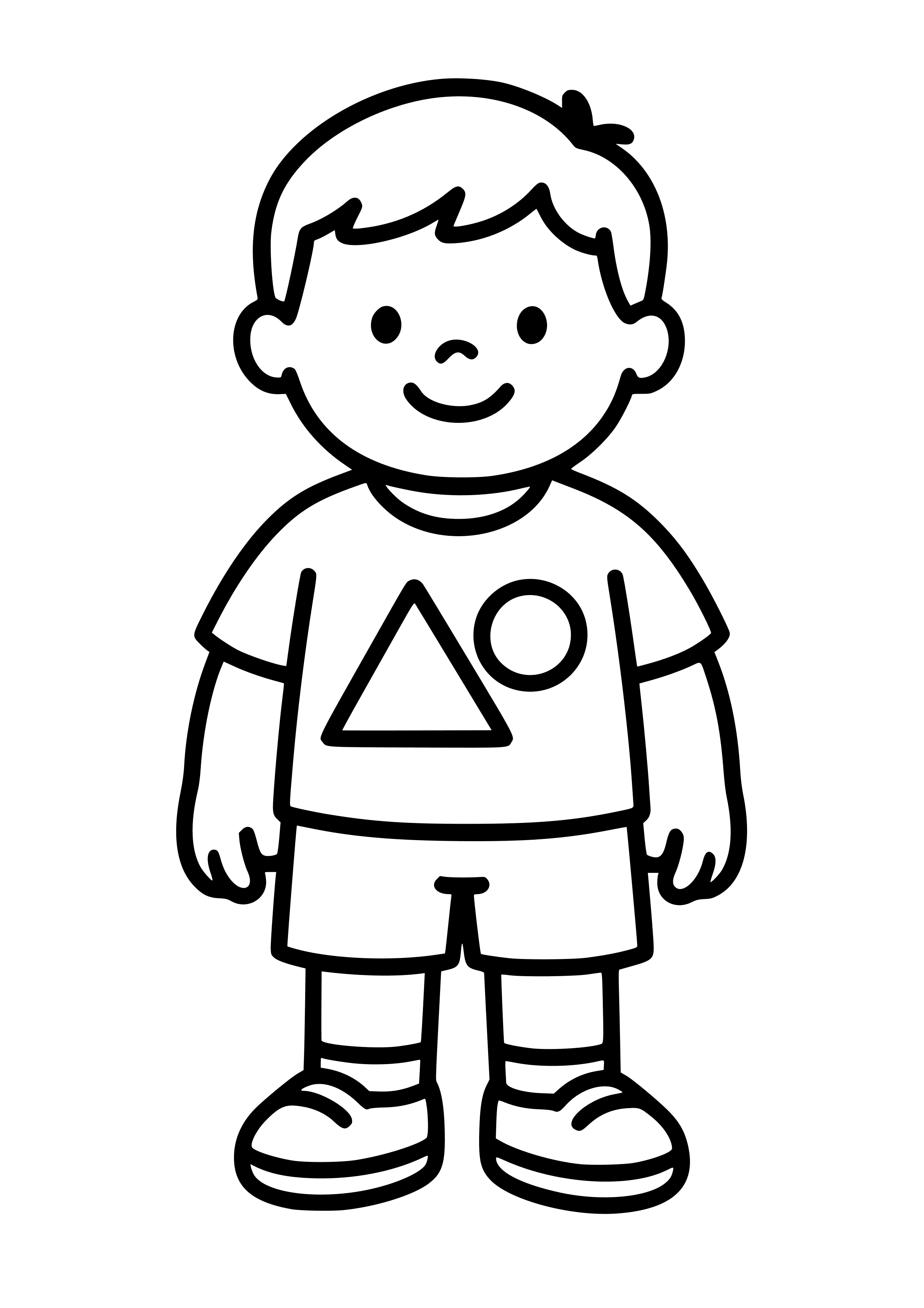 Boy in a Cool Graphic T-shirt Coloring Page