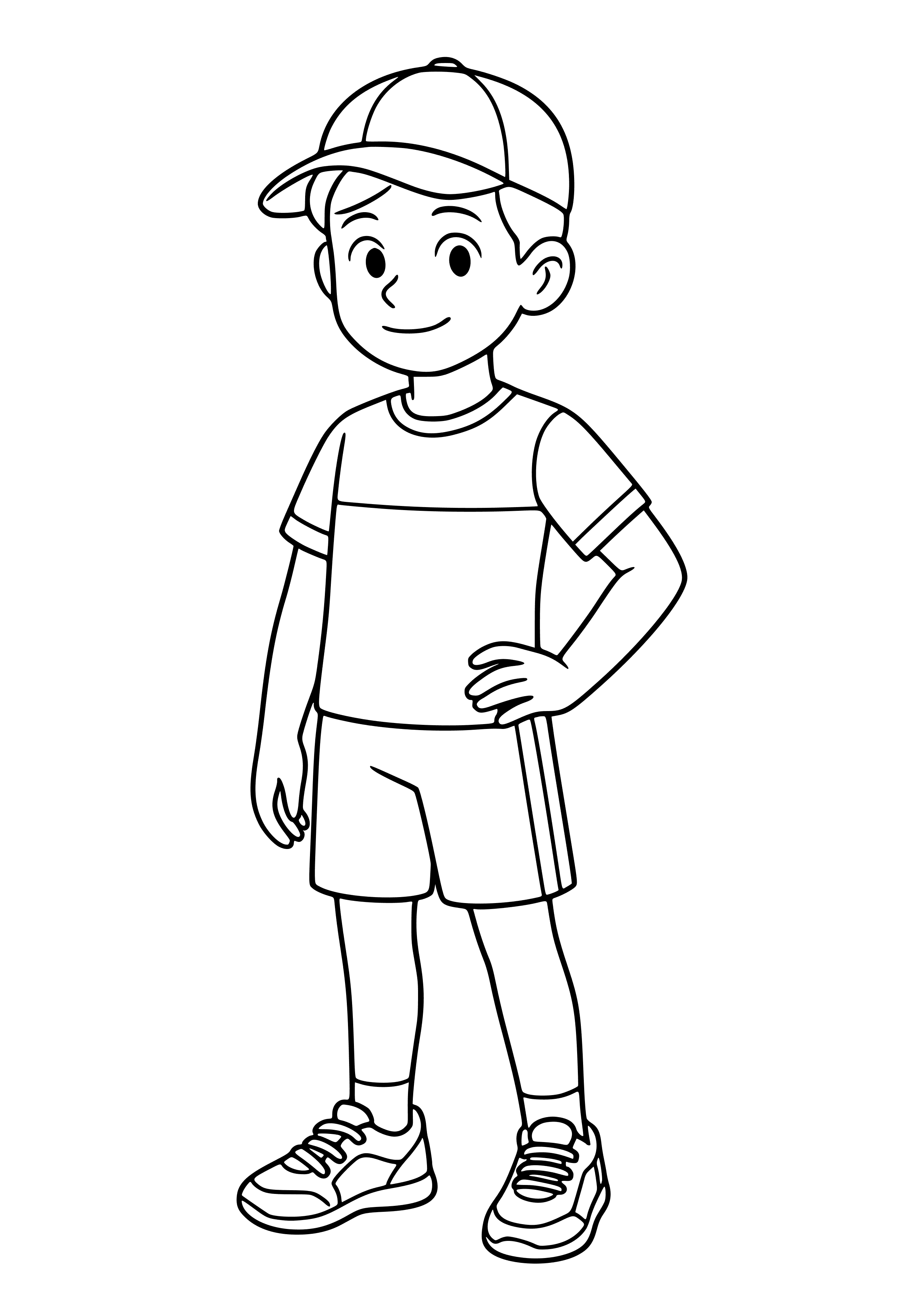 Boy in a Sporty Outfit with a Cap Coloring Page