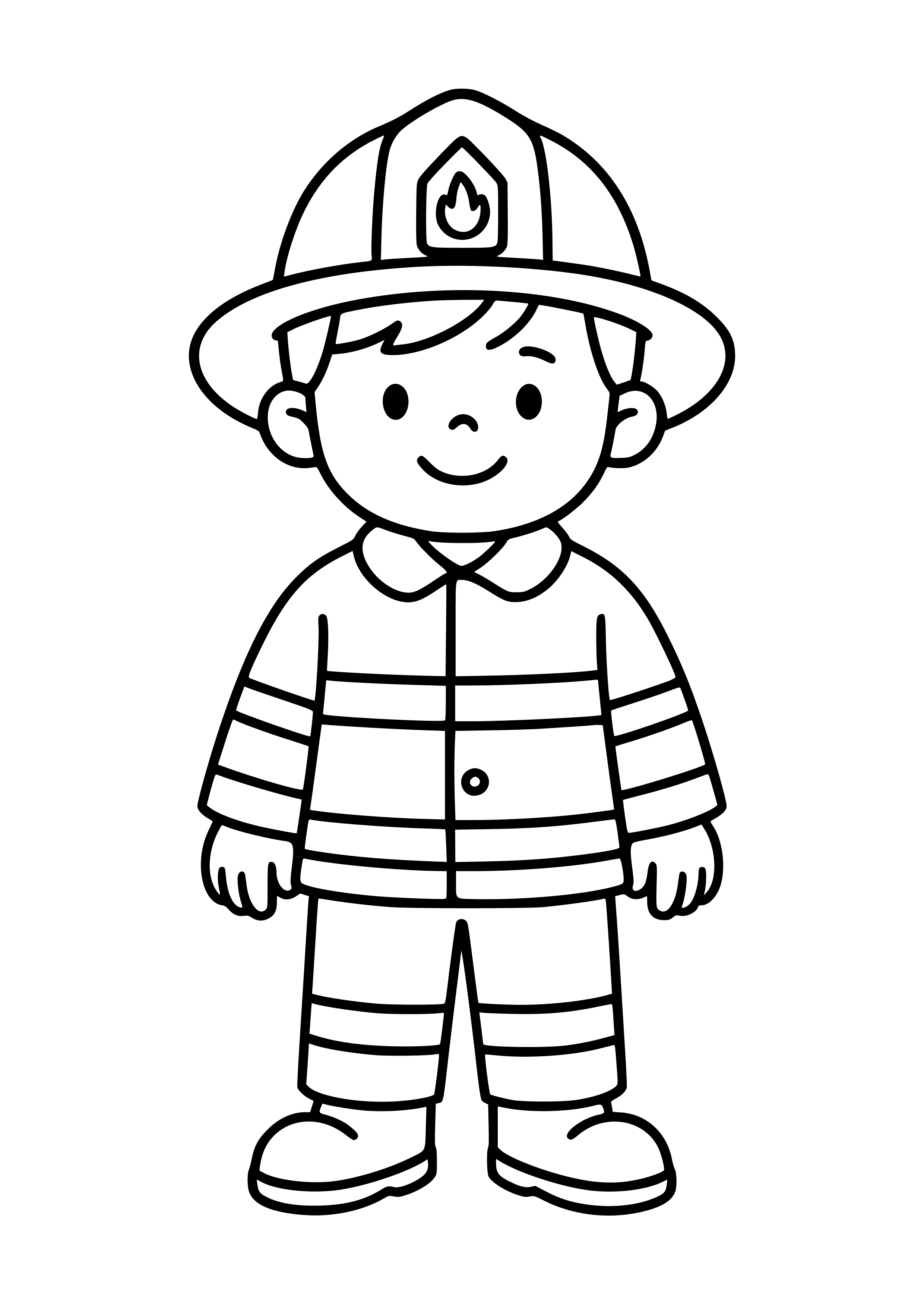 Boy Wearing a Firefighter Outfit Coloring Page