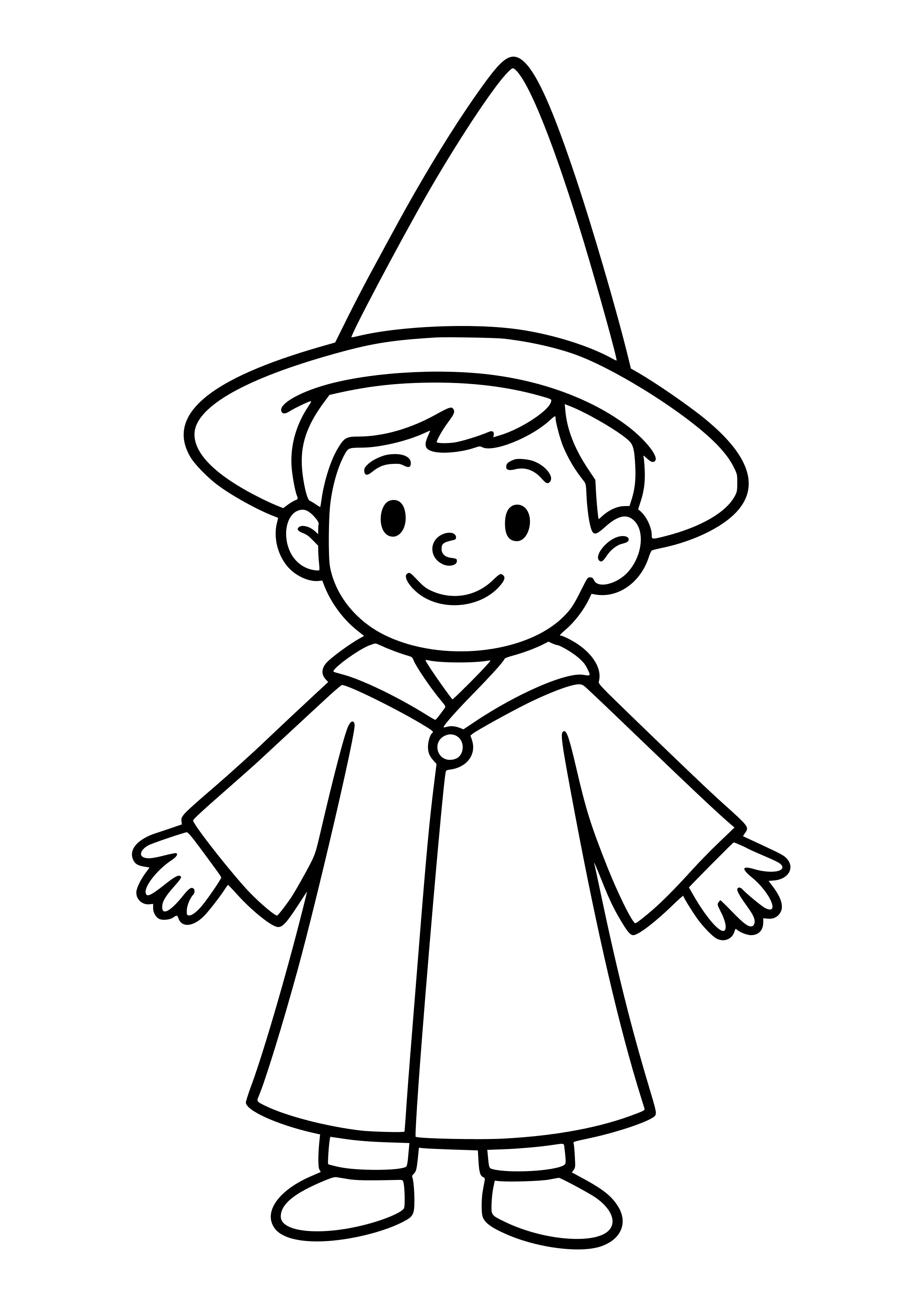 Boy Wearing a Wizard Robe Coloring Page