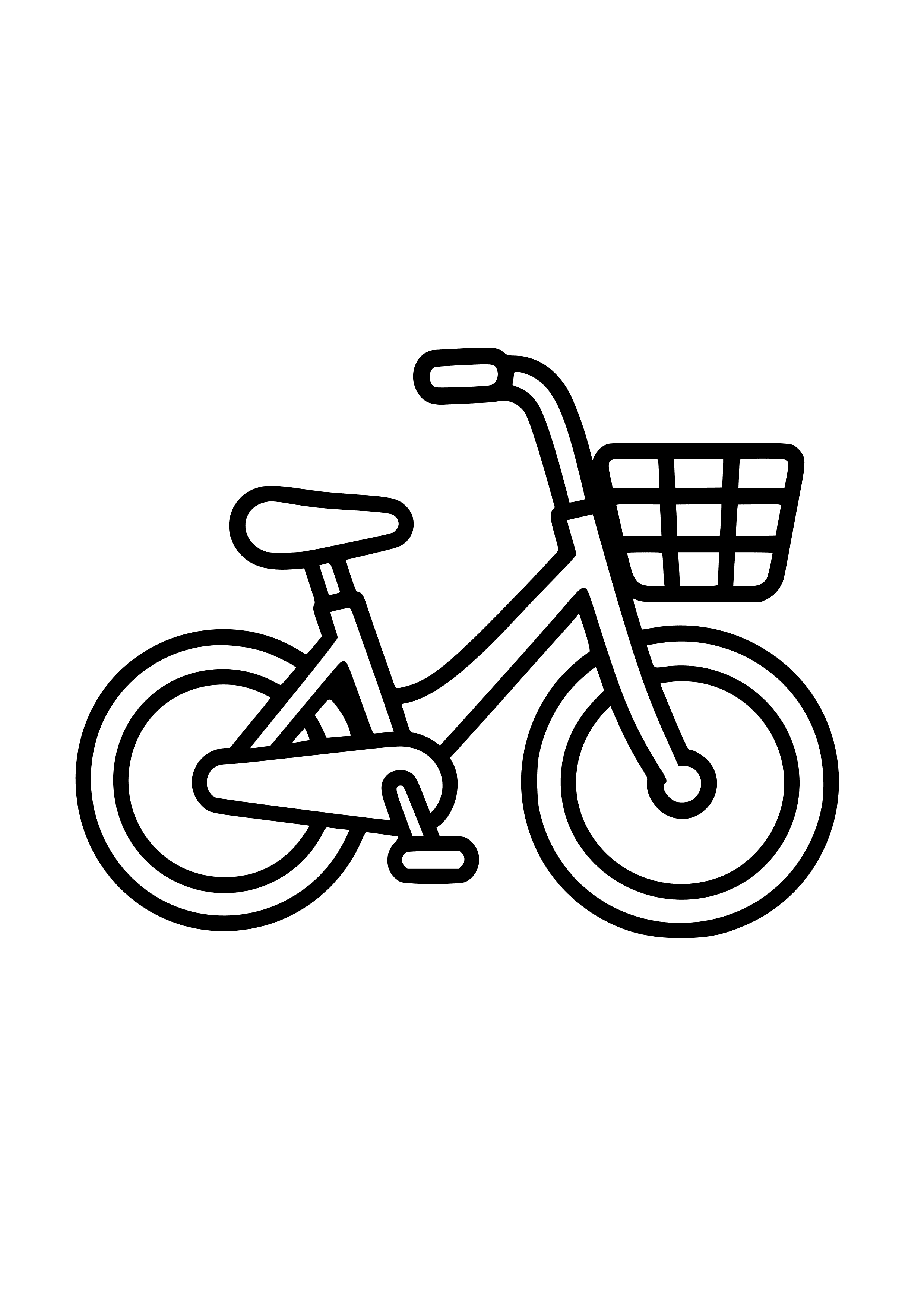 Bright Colored Bicycle with a Basket Coloring Page