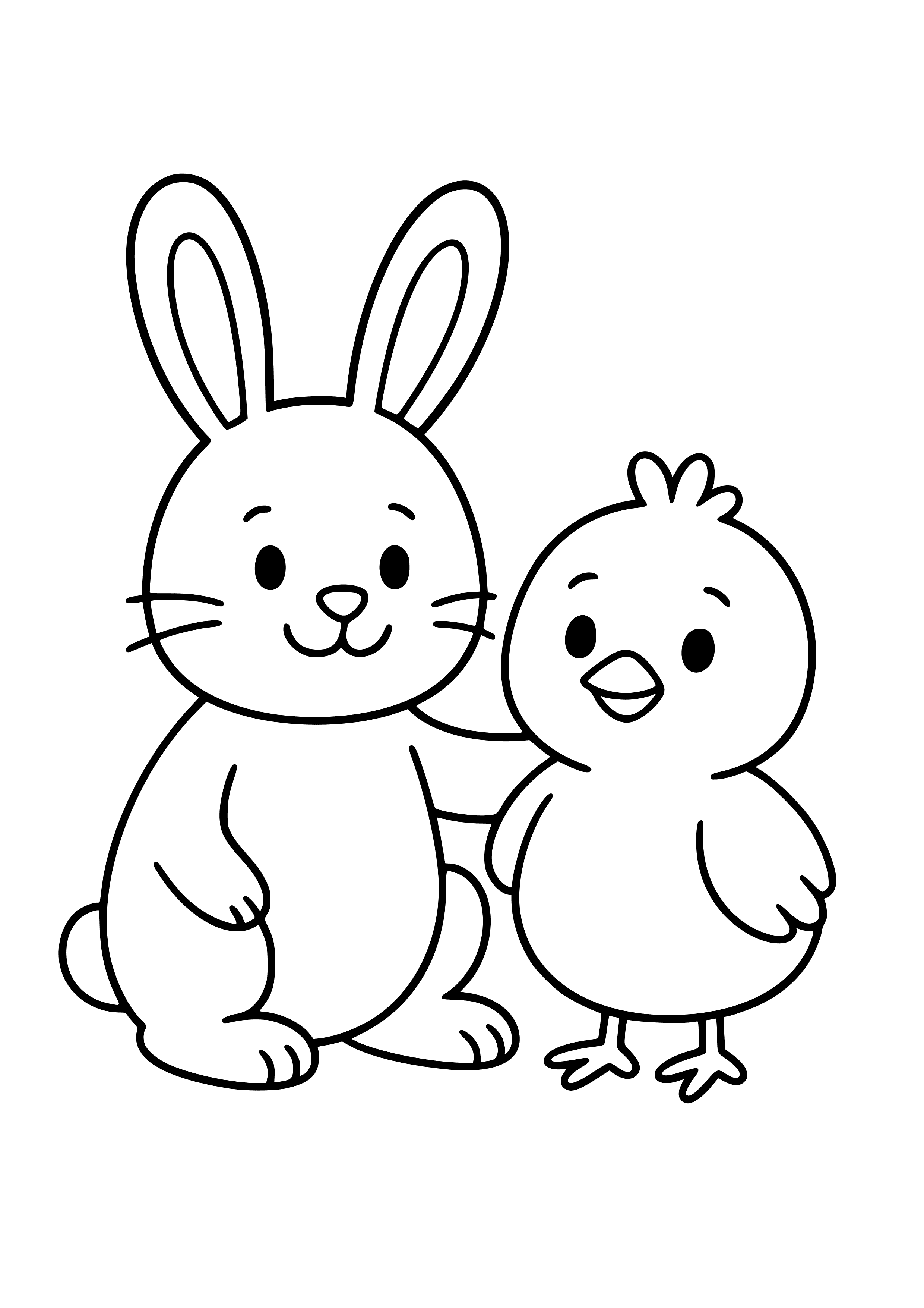 Bunny and Chick Friendship Coloring Page