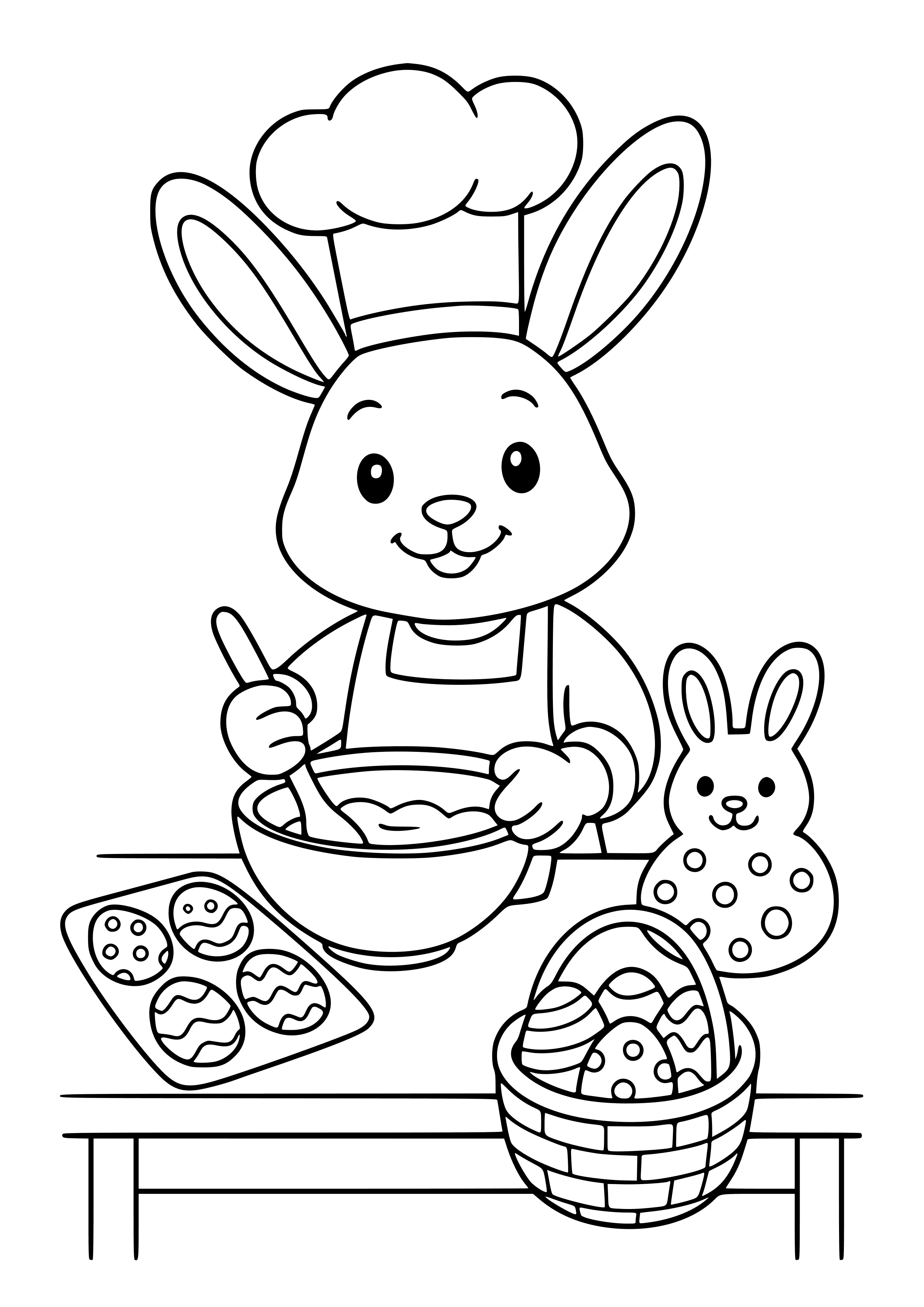 Bunny Chef Cooking Easter Treats Coloring Page