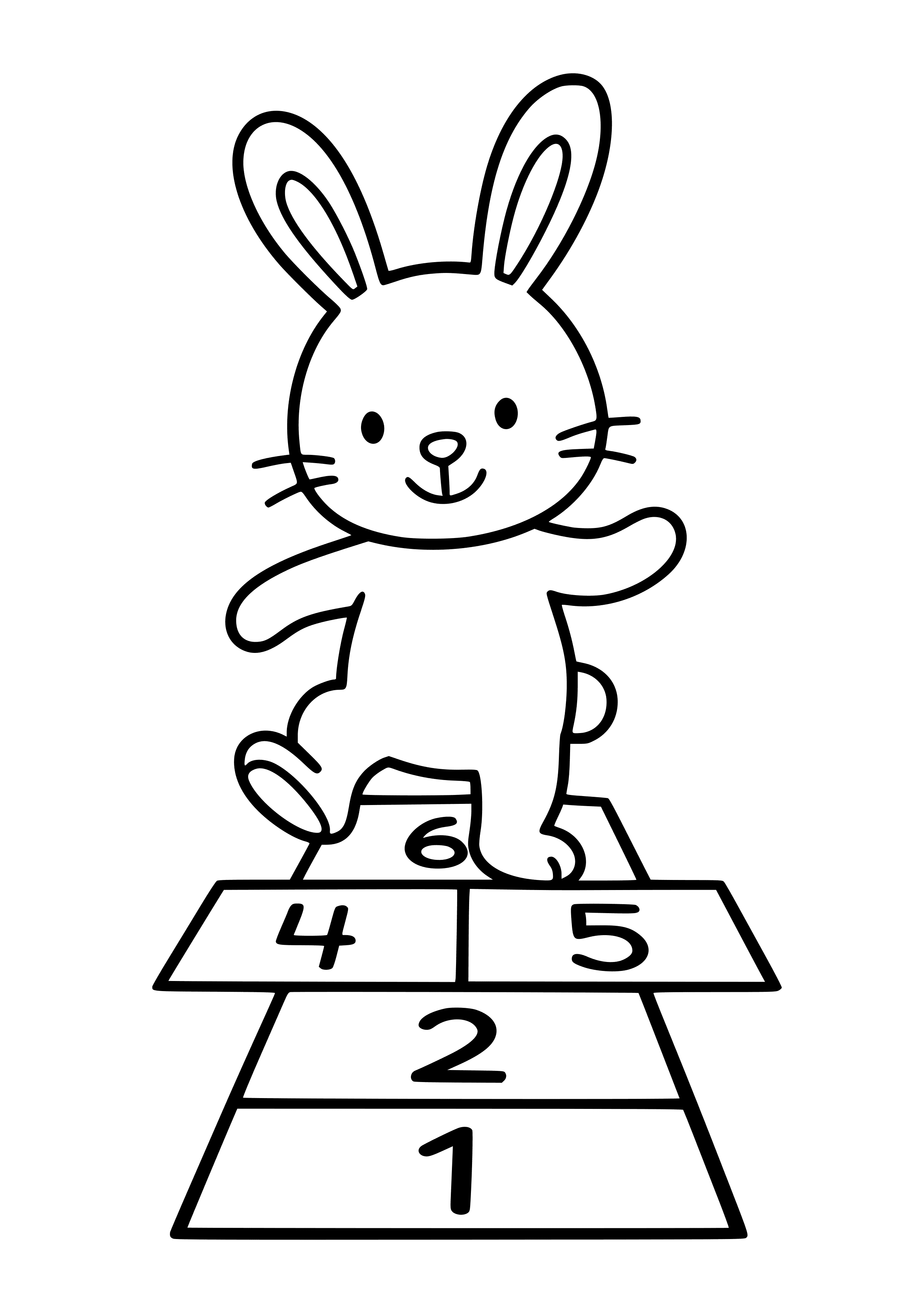 Bunny Playing Hopscotch Coloring Page