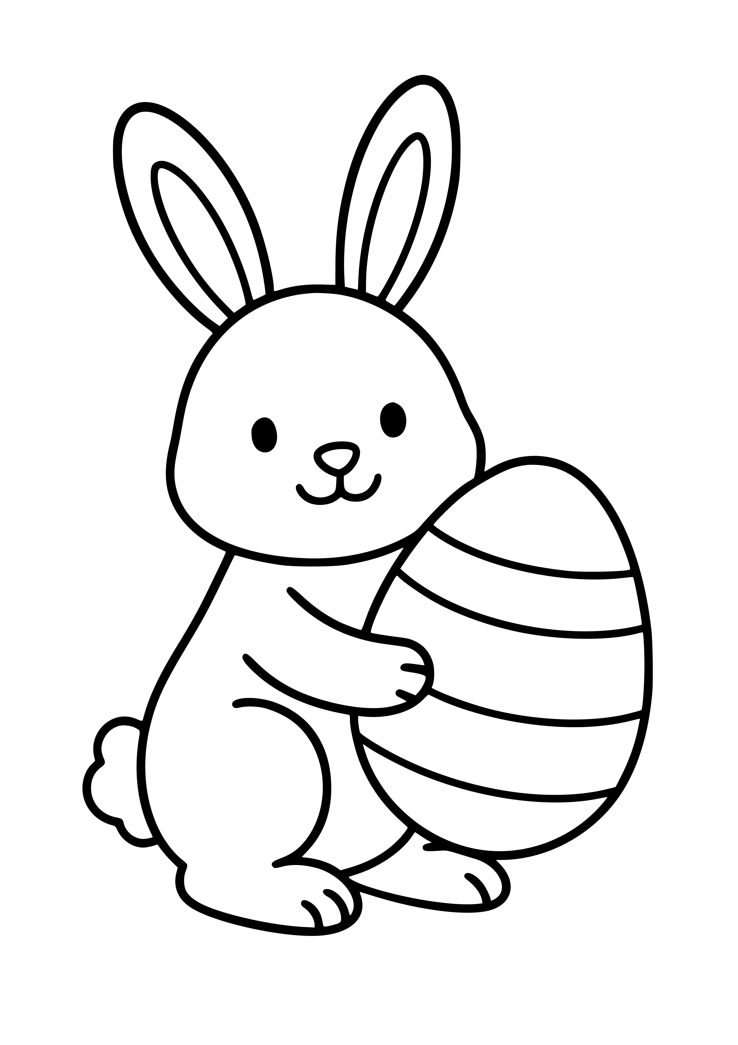 Bunny with an Oversized Egg Coloring Page