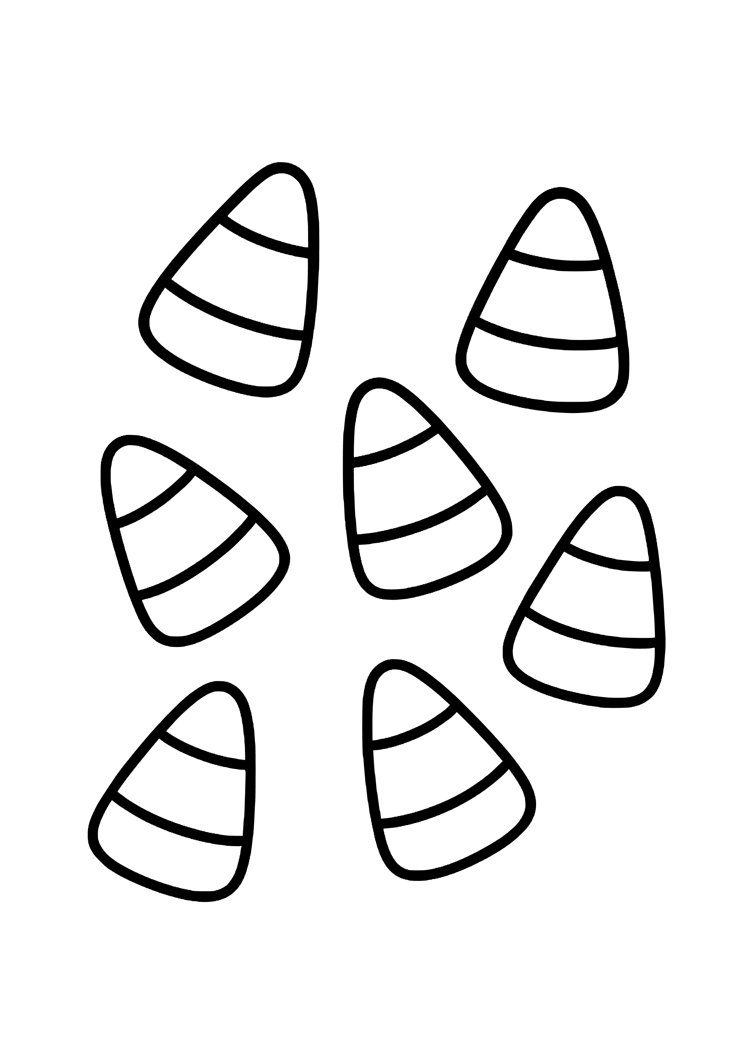 Candy Corn Scattered on a Table Coloring Page