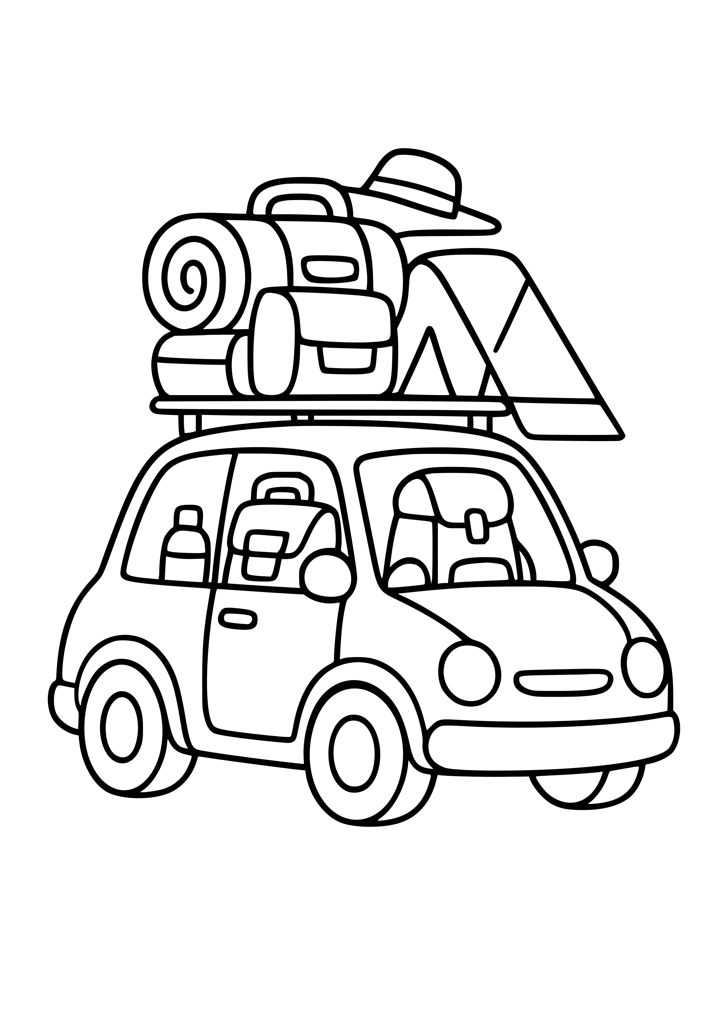 Car Filled with Camping Gear Coloring Page