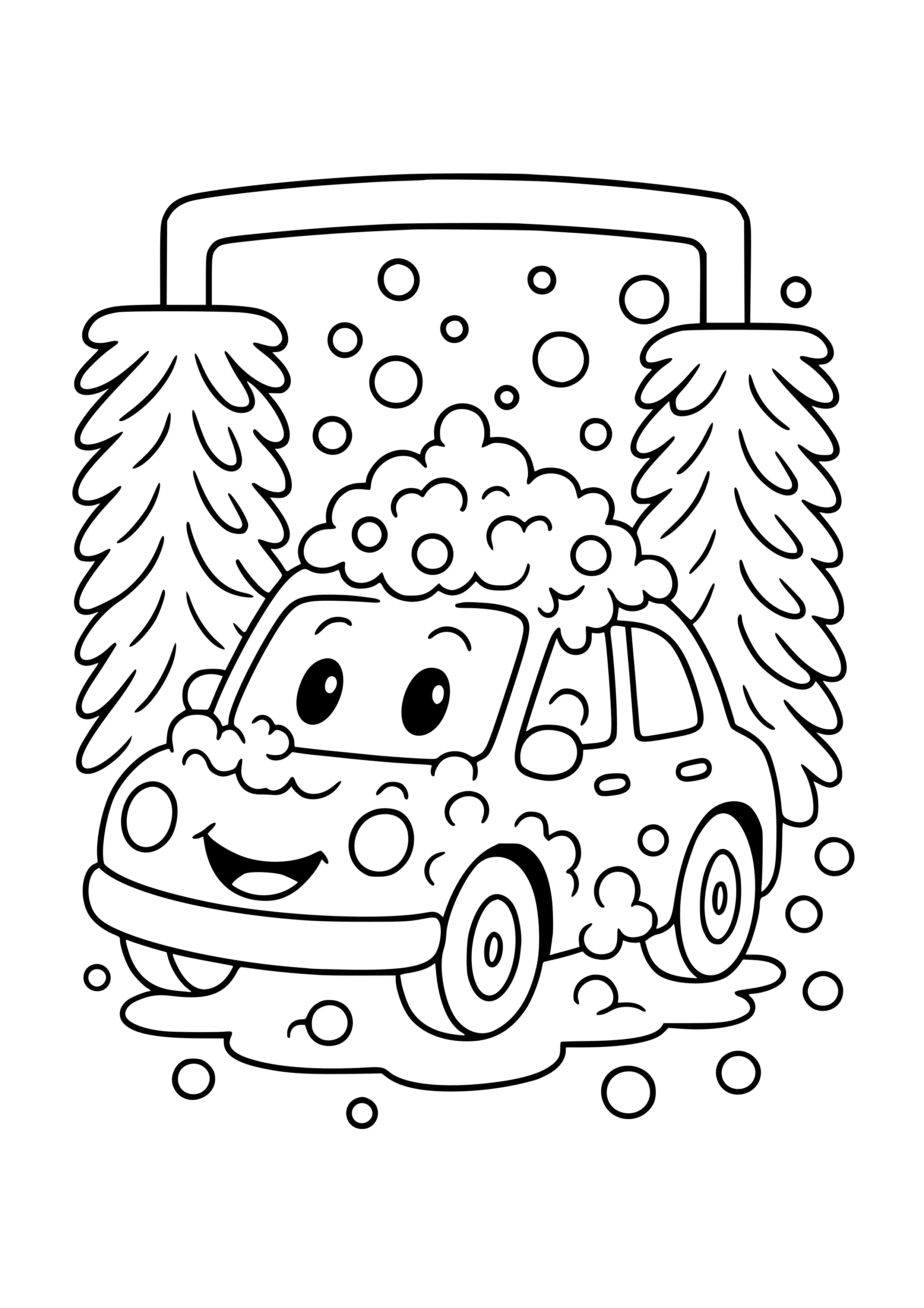 Car Wash with Bubbly Soap Coloring Page