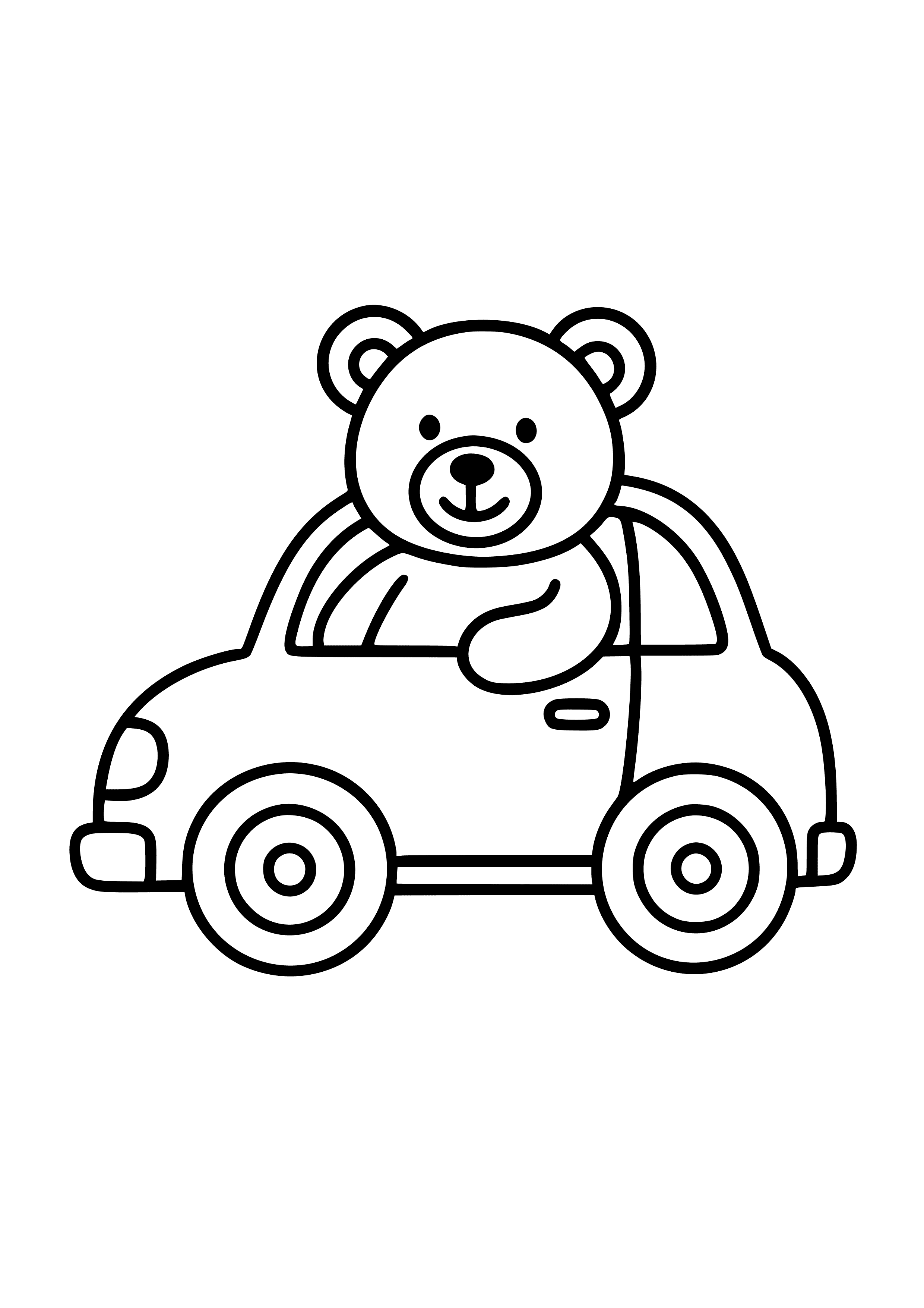 Car with a Giant Teddy Bear in the Back Coloring Page