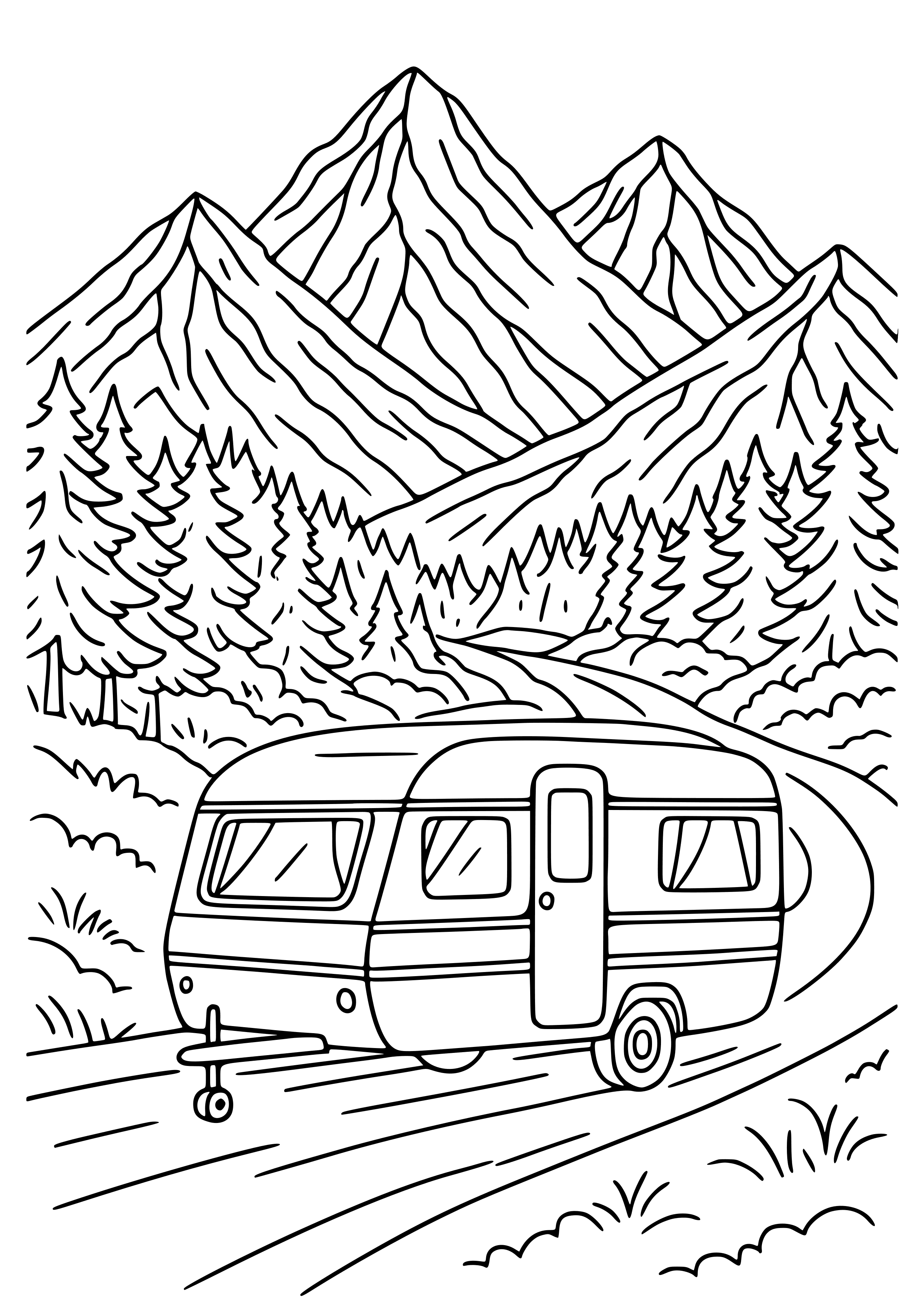 Caravan Traveling Through the Mountains Coloring Page