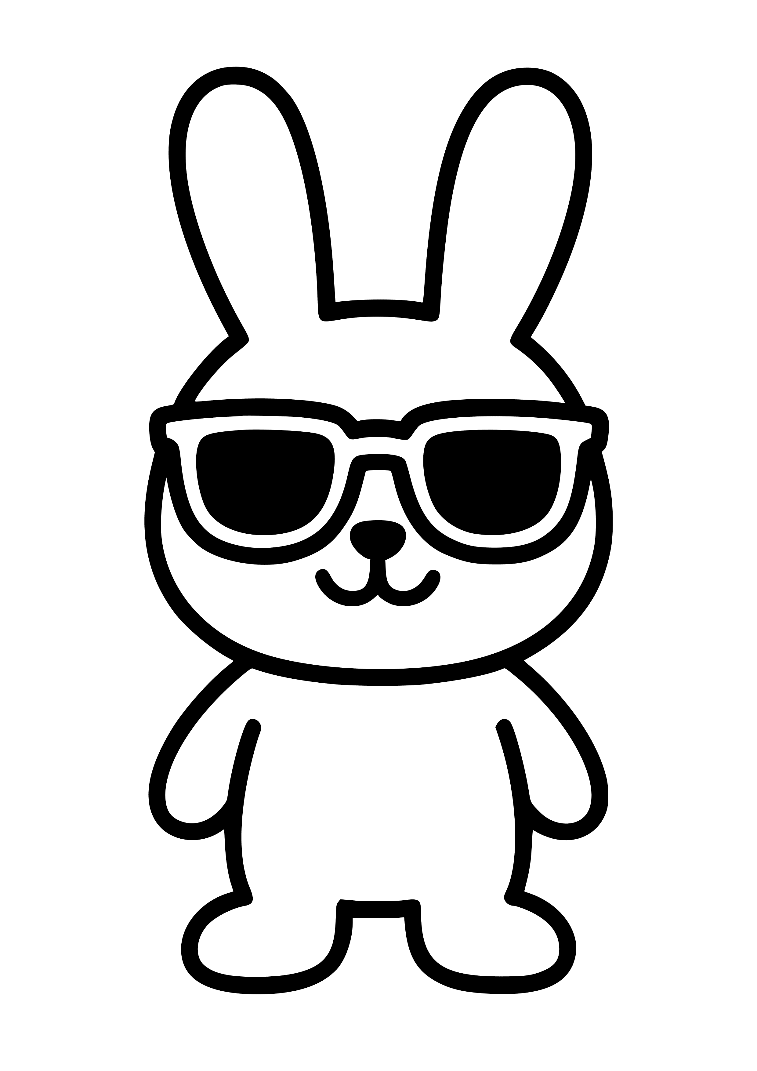 Cartoon Bunny with Sunglasses Coloring Page
