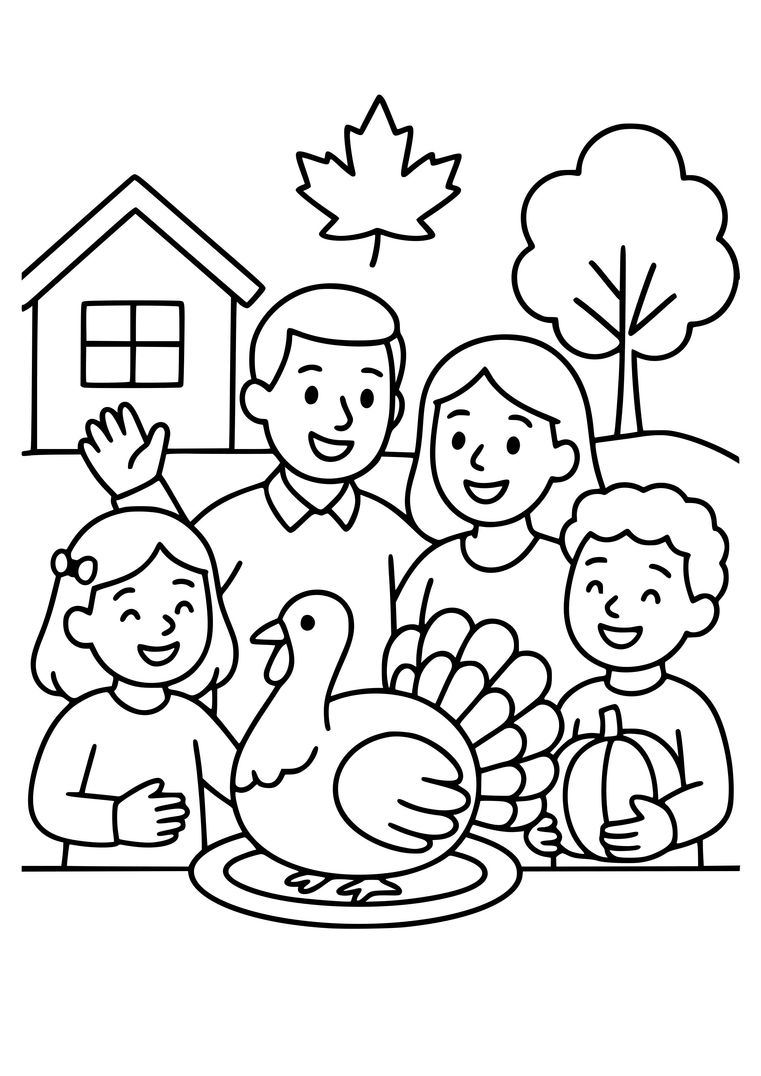 Celebrating with Neighbors During Thanksgiving Coloring Page