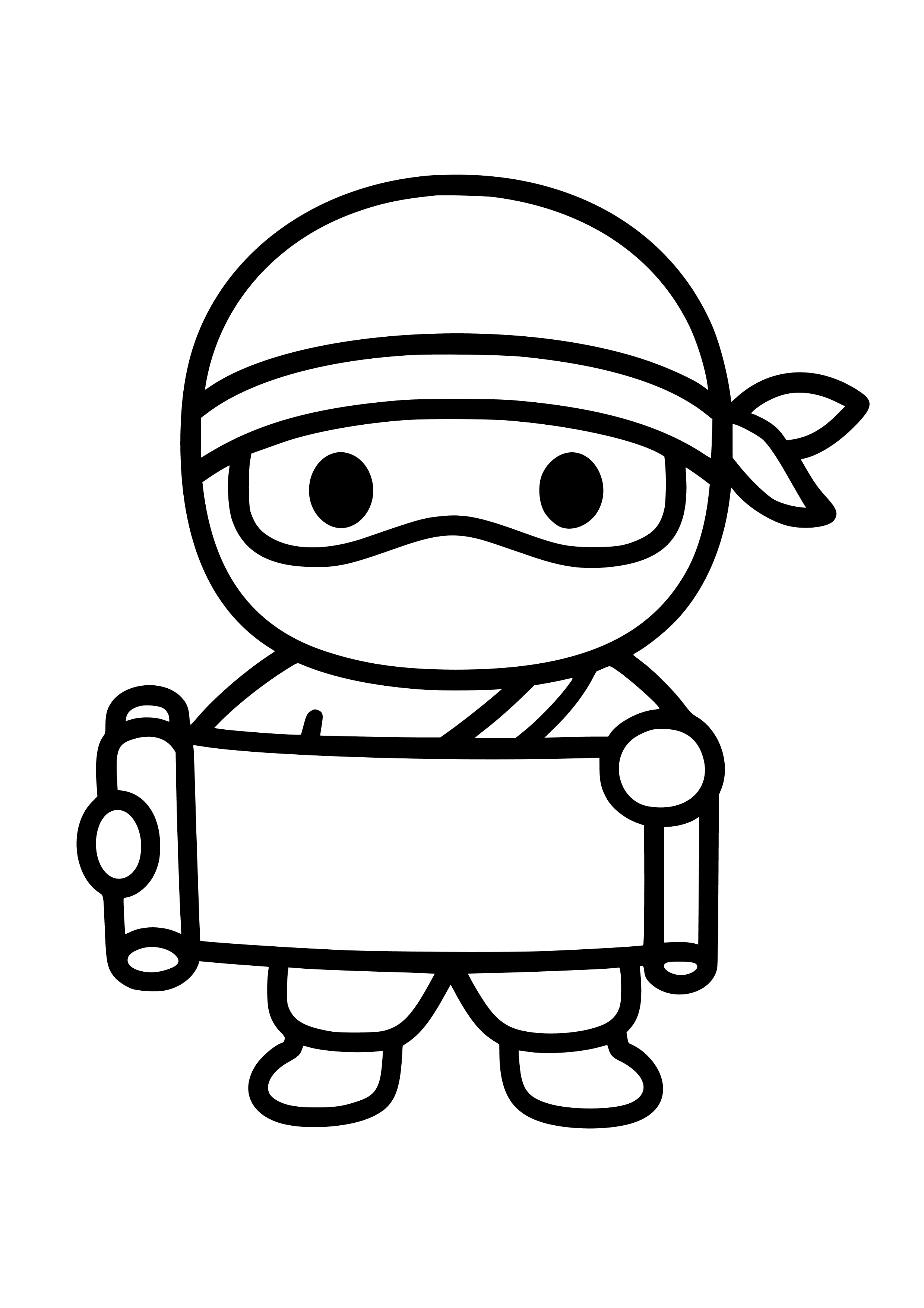 Chibi Ninja with a Scroll Coloring Page
