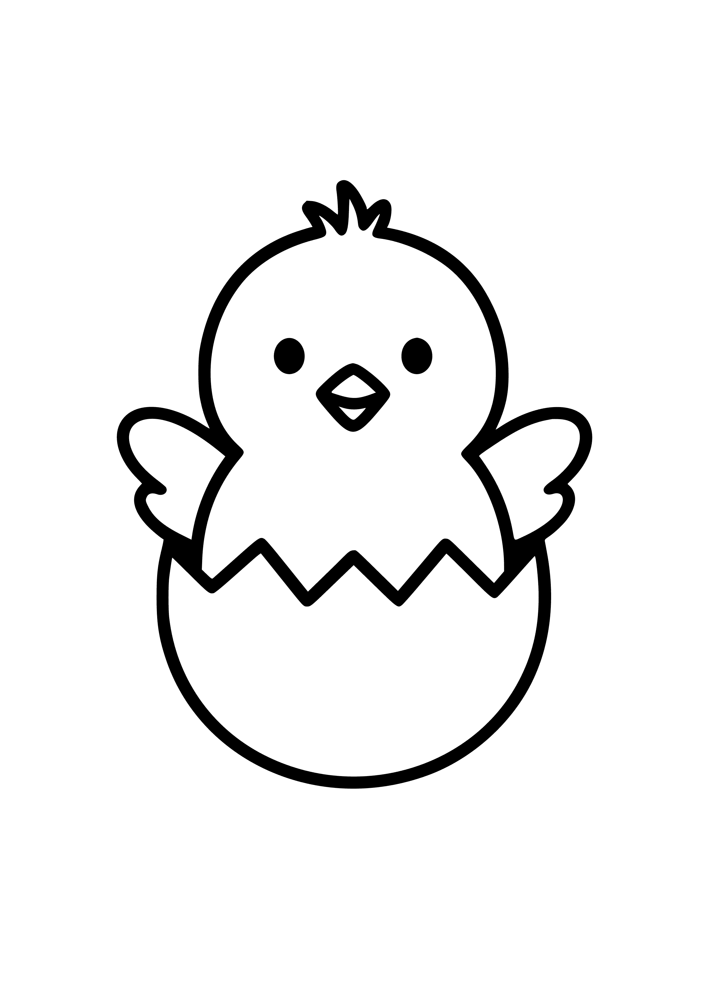 Chick Breaking Out of an Egg Coloring Page
