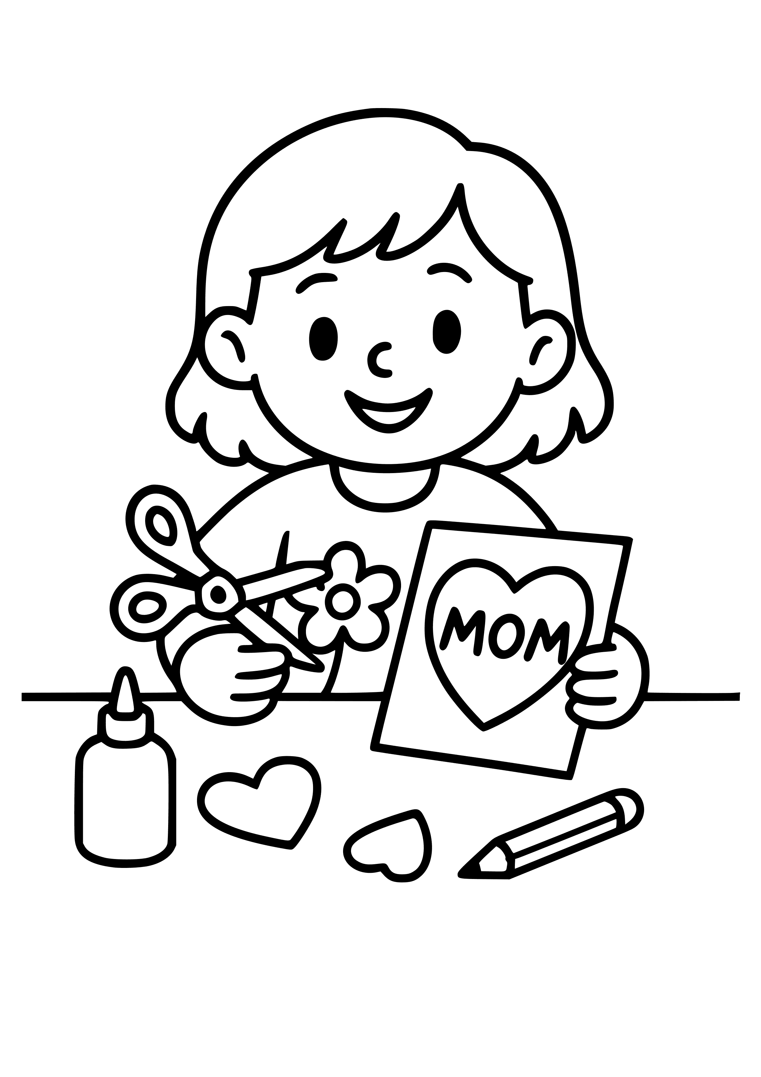 Child Making a Handmade Gift Coloring Page
