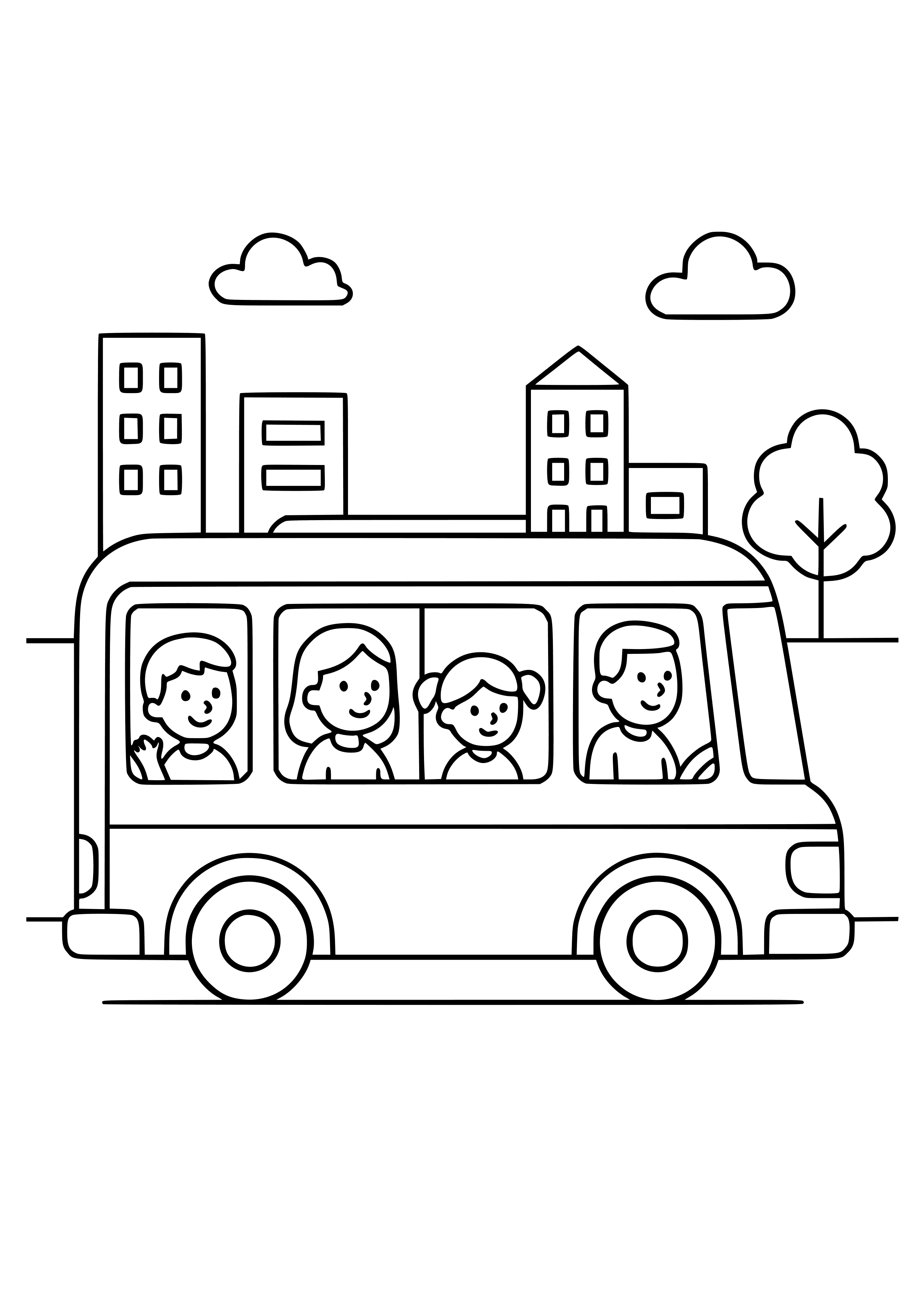 City Bus with Passengers Coloring Page