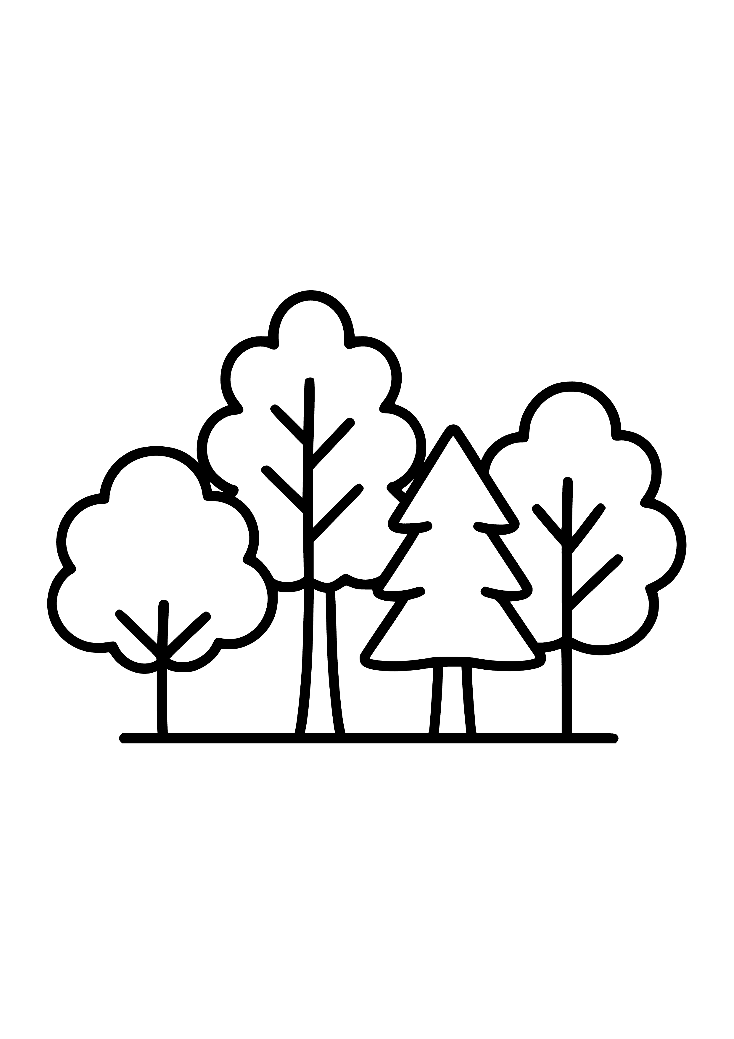 Colorful Autumn Trees Coloring Page