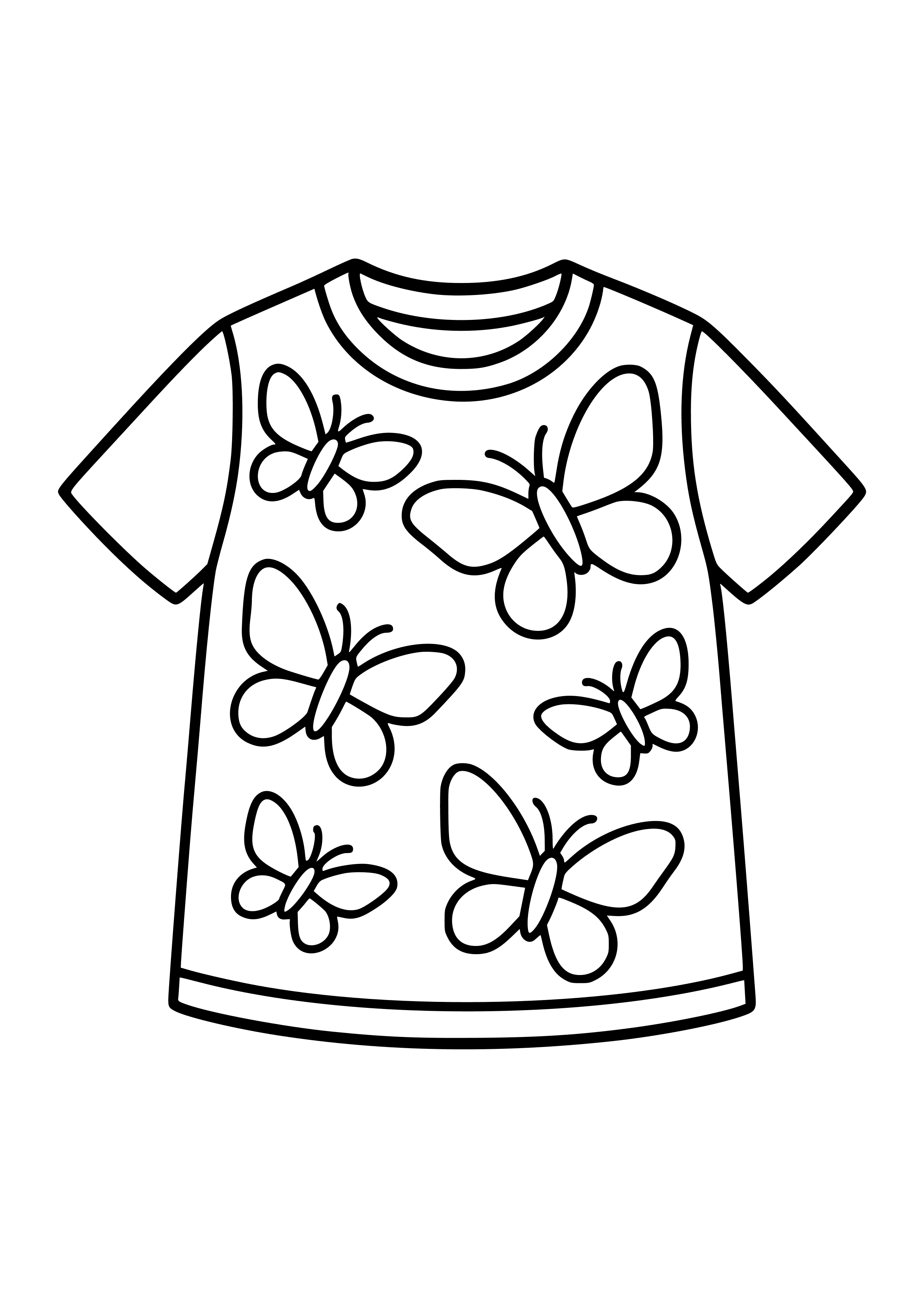 Colorful Butterfly-patterned Shirt Coloring Page