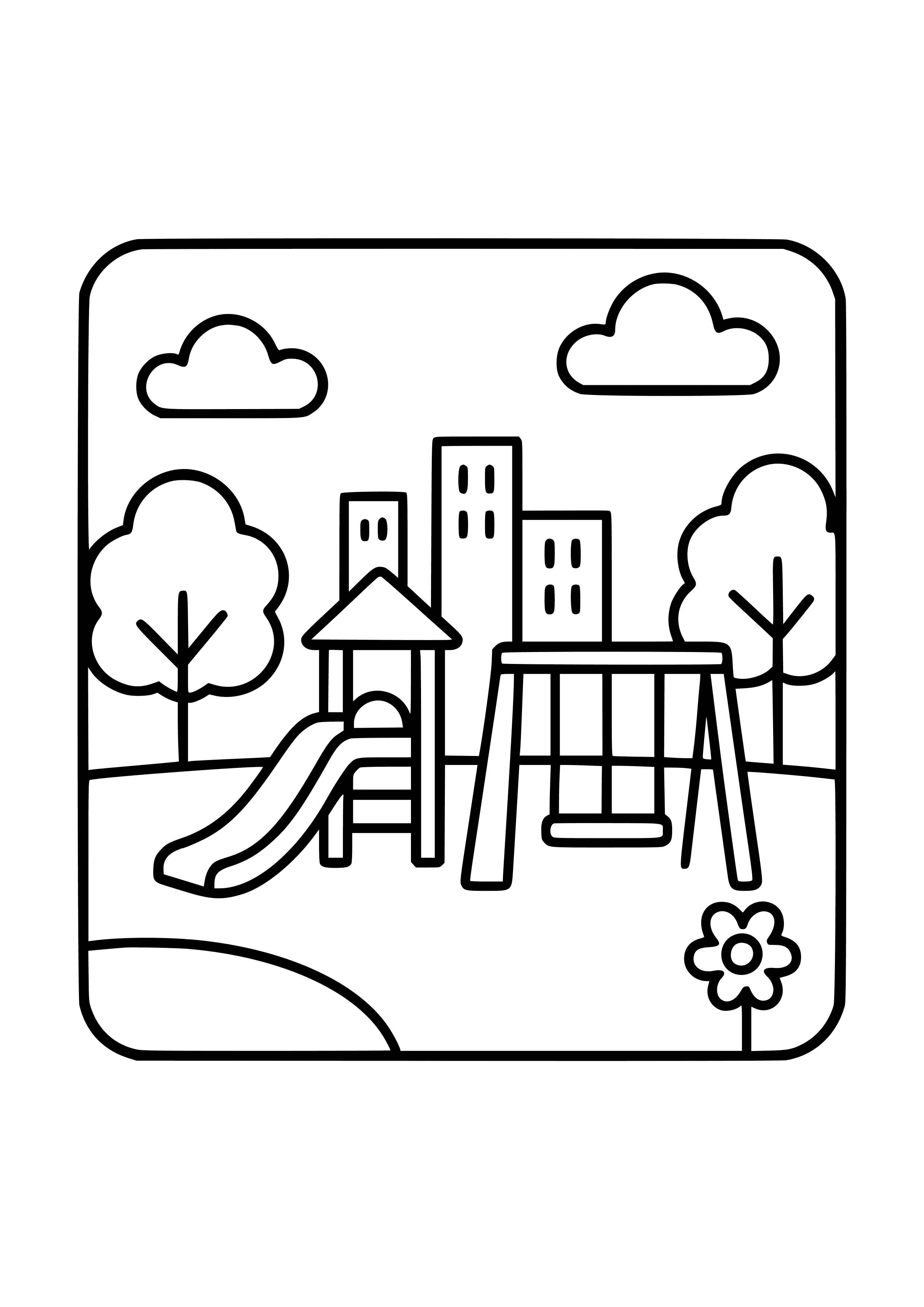 Colorful City Park with Playground Coloring Page