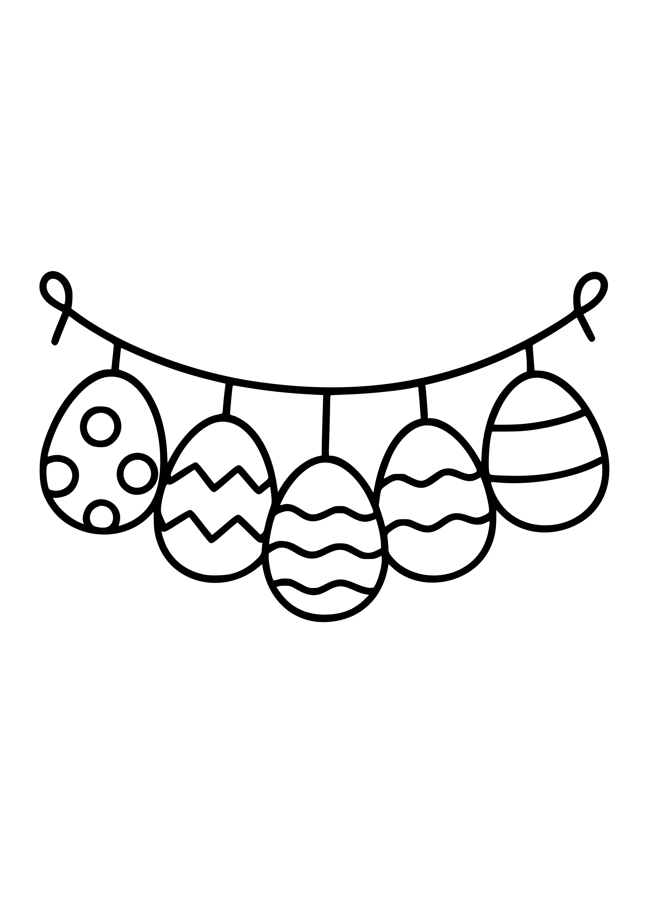 Colorful Egg Garland Decoration Coloring Page