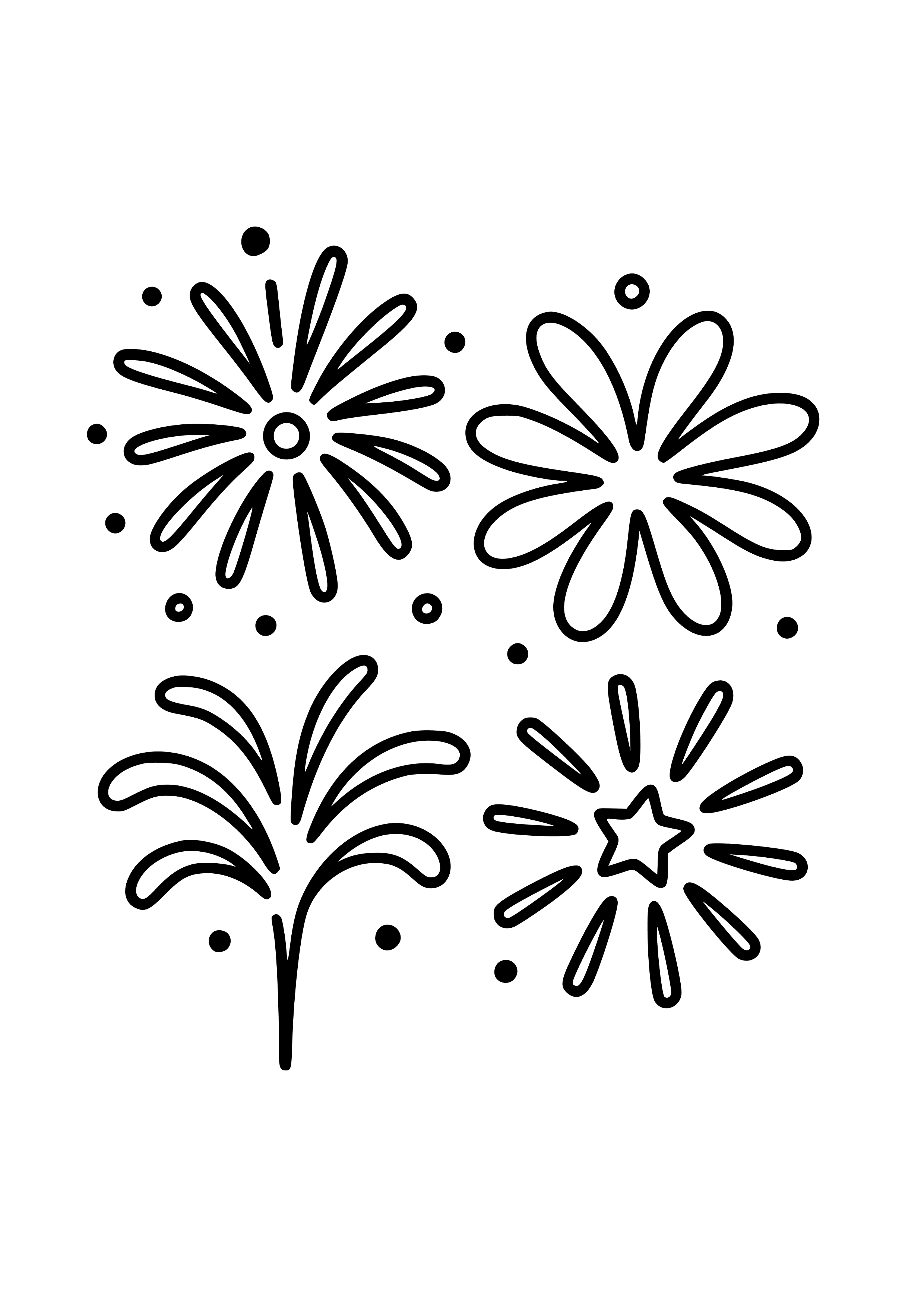 Colorful Fireworks Lighting the Sky Coloring Page