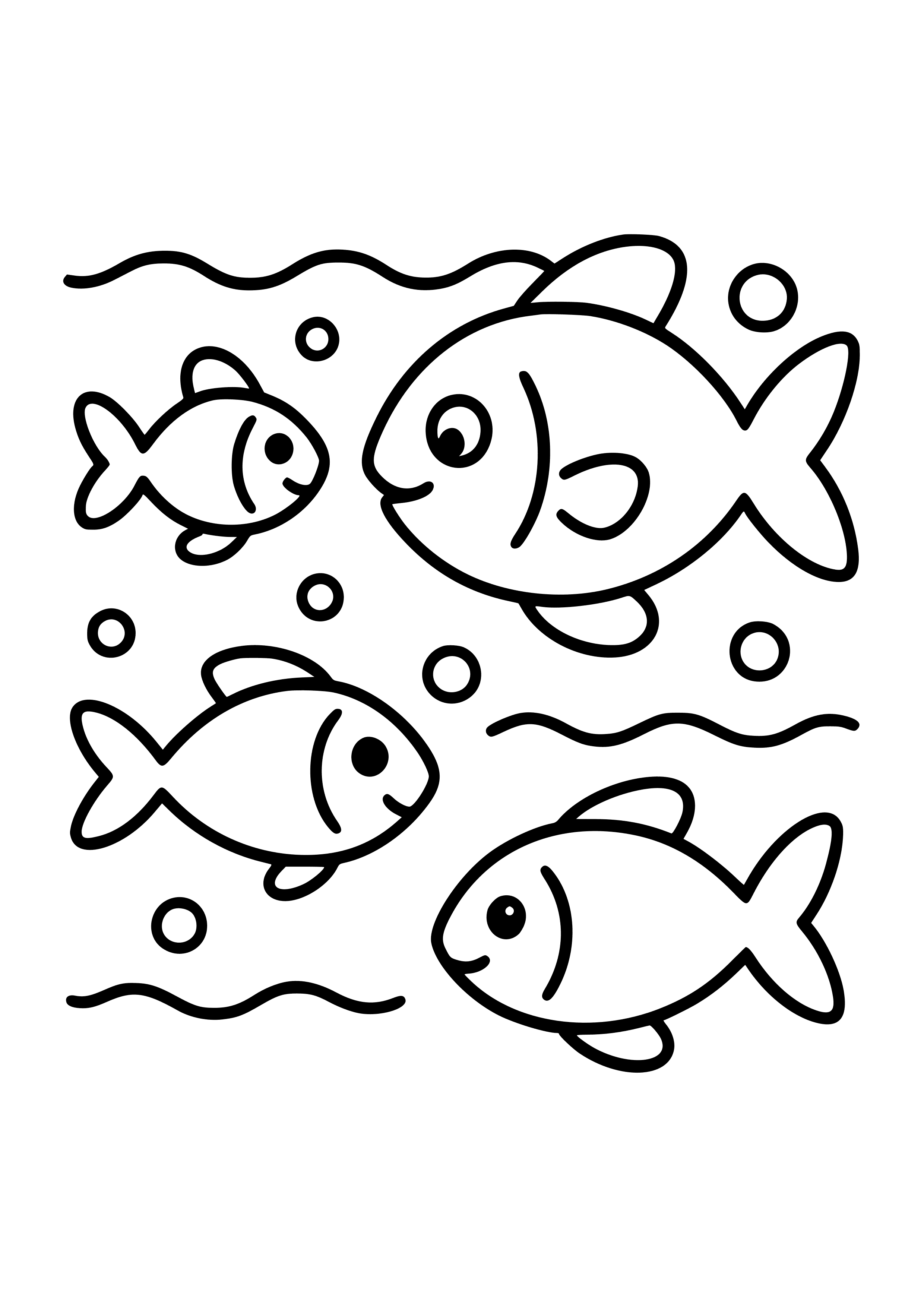 Colorful Fish Swimming in the Ocean Coloring Page