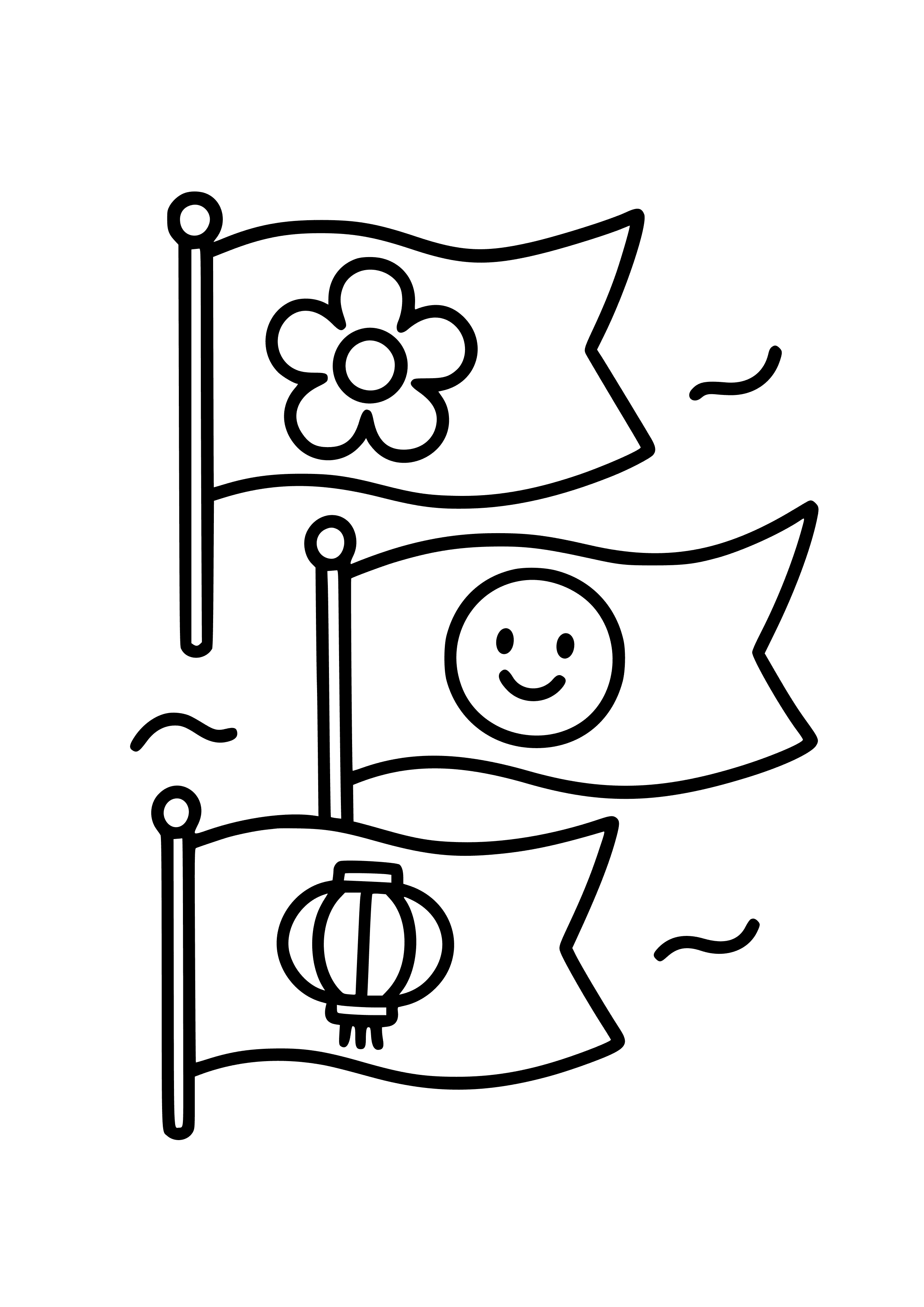 Colorful New Year Banners Fluttering in the Wind Coloring Page
