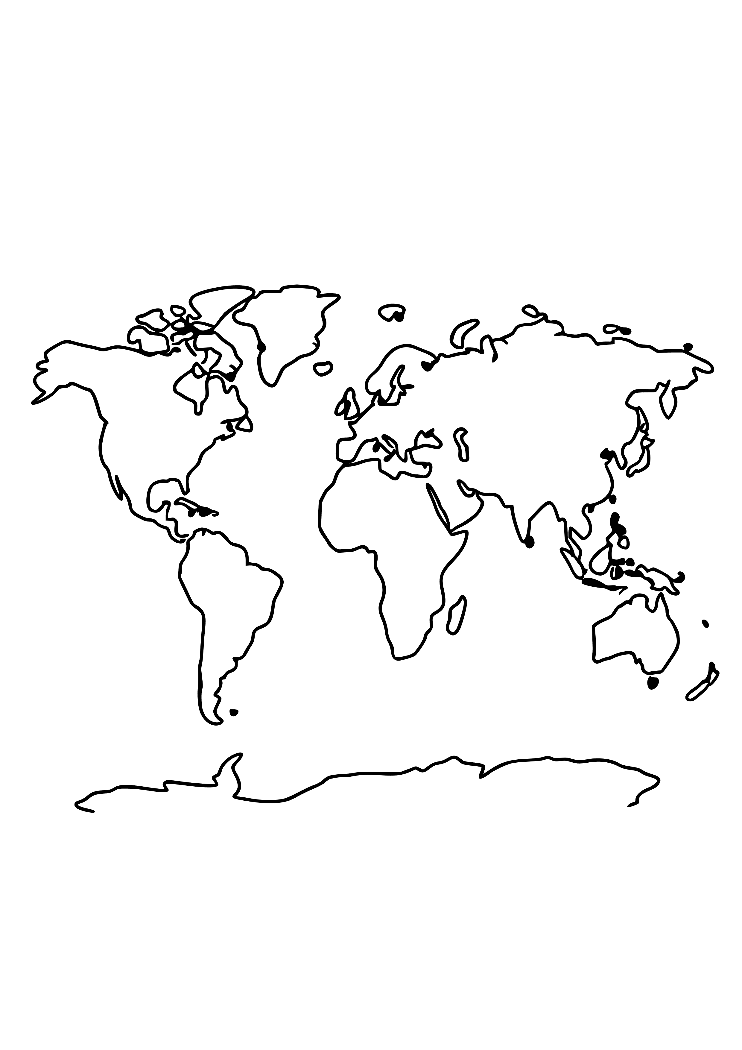 Coloring Map of the World Coloring Page