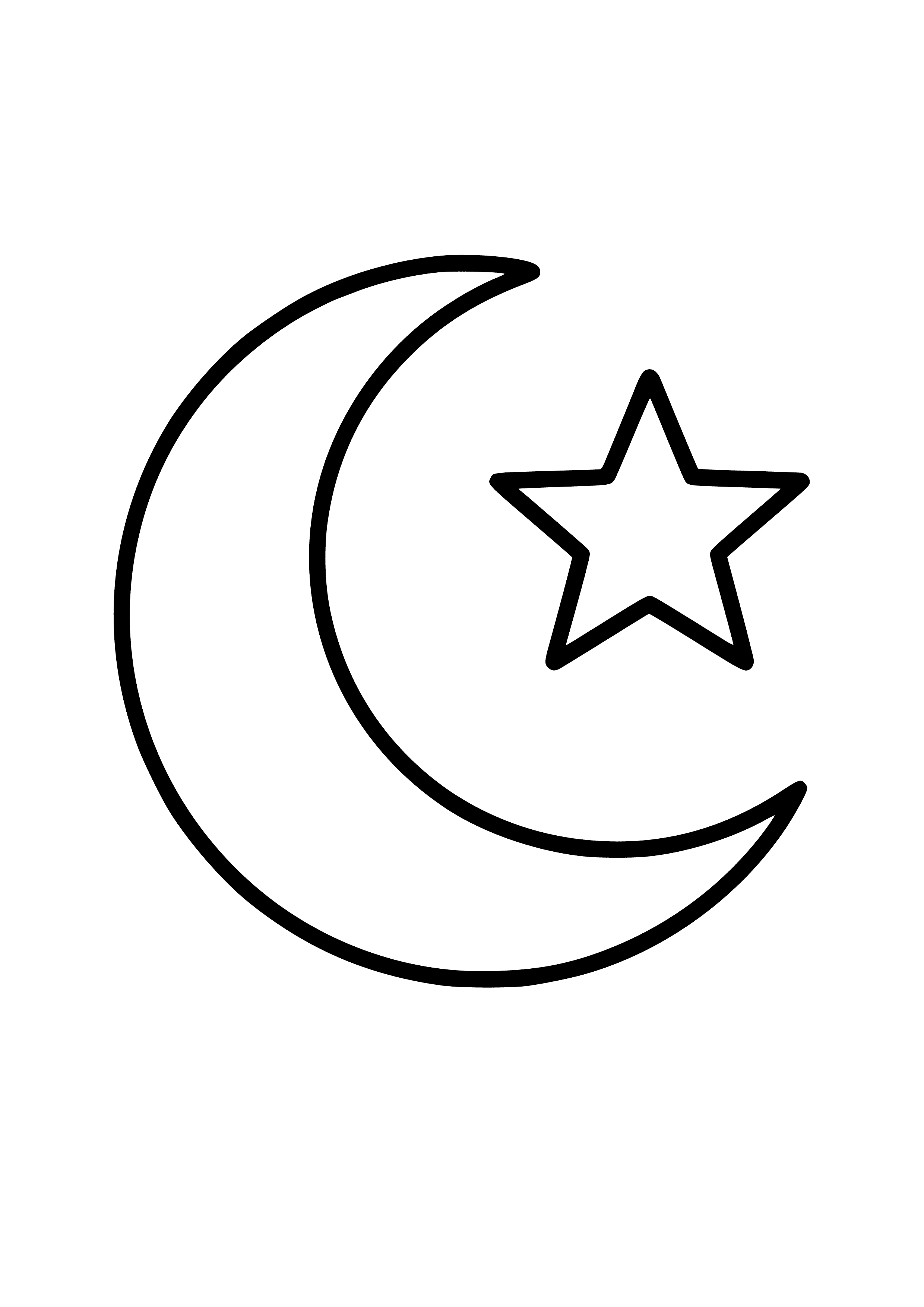 Crescent Moon and Star Coloring Page
