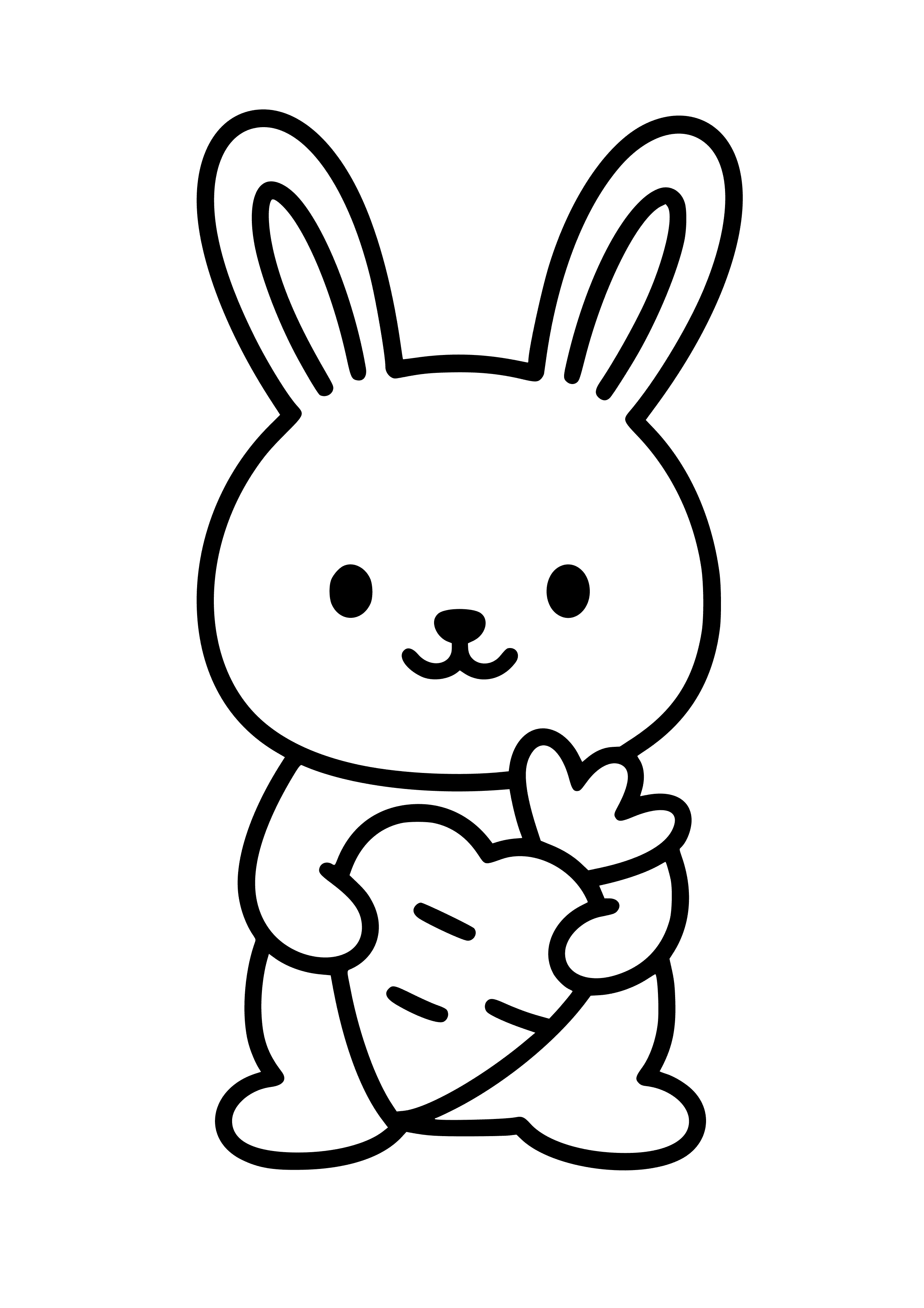 Cute Bunny with a Heart-shaped Carrot Coloring Page
