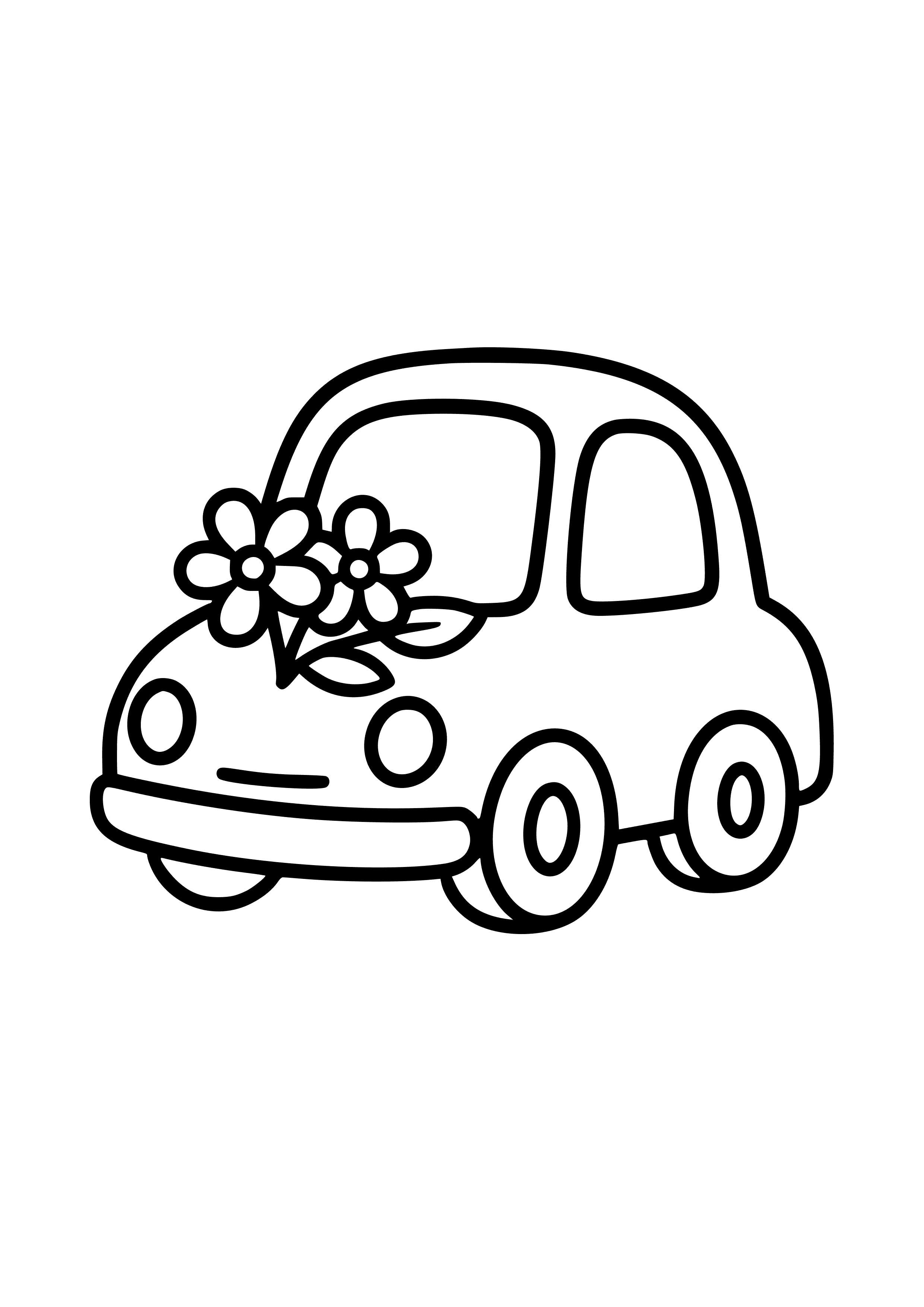 Cute Car with Flowers on the Hood Coloring Page