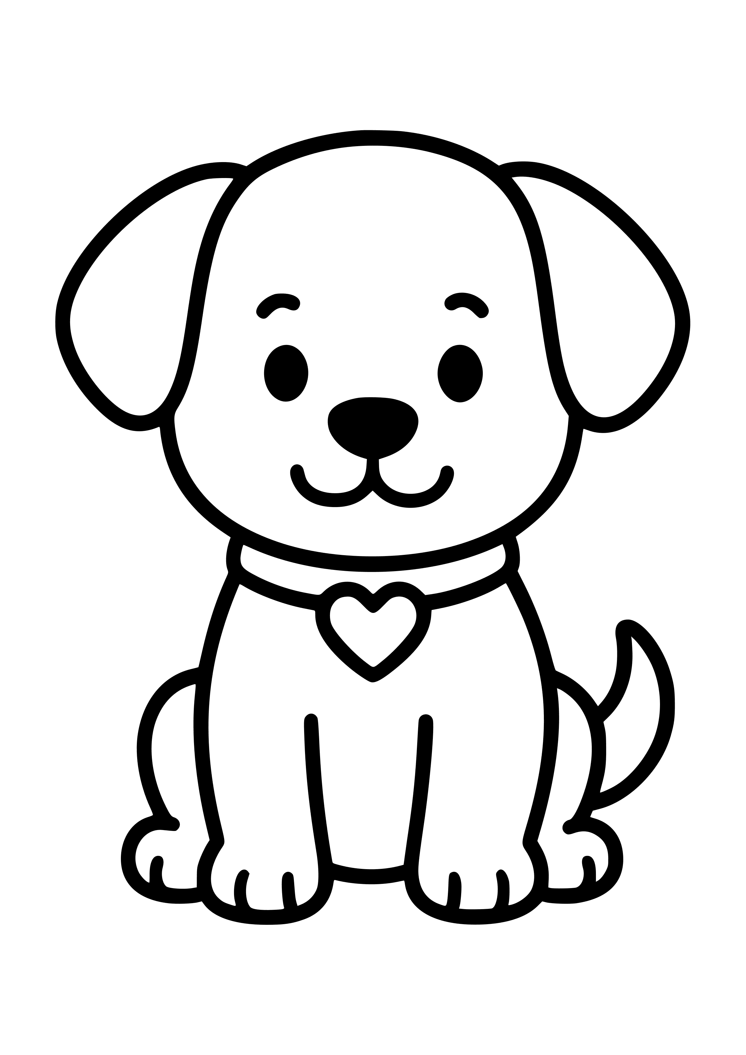 Cute Puppy with a Heart Collar Coloring Page
