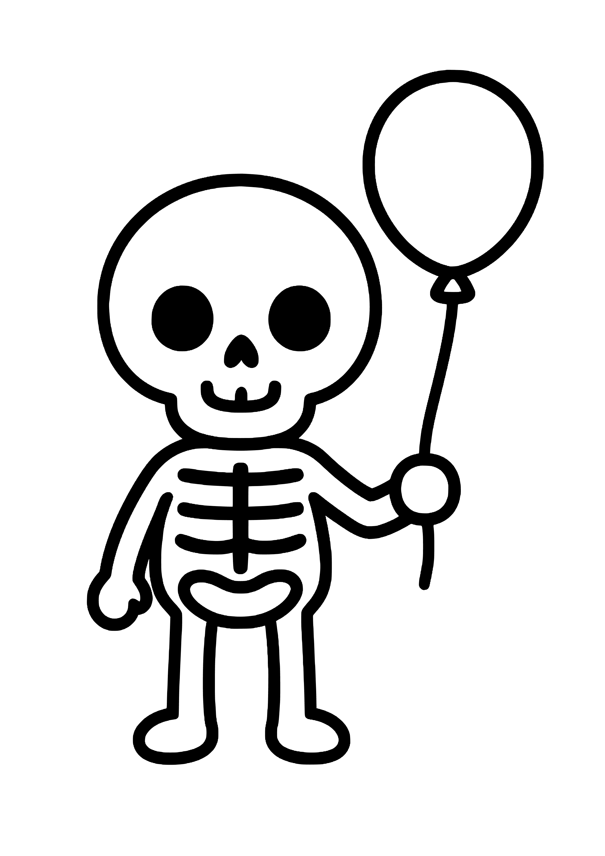 Cute Skeleton with a Balloon Coloring Page