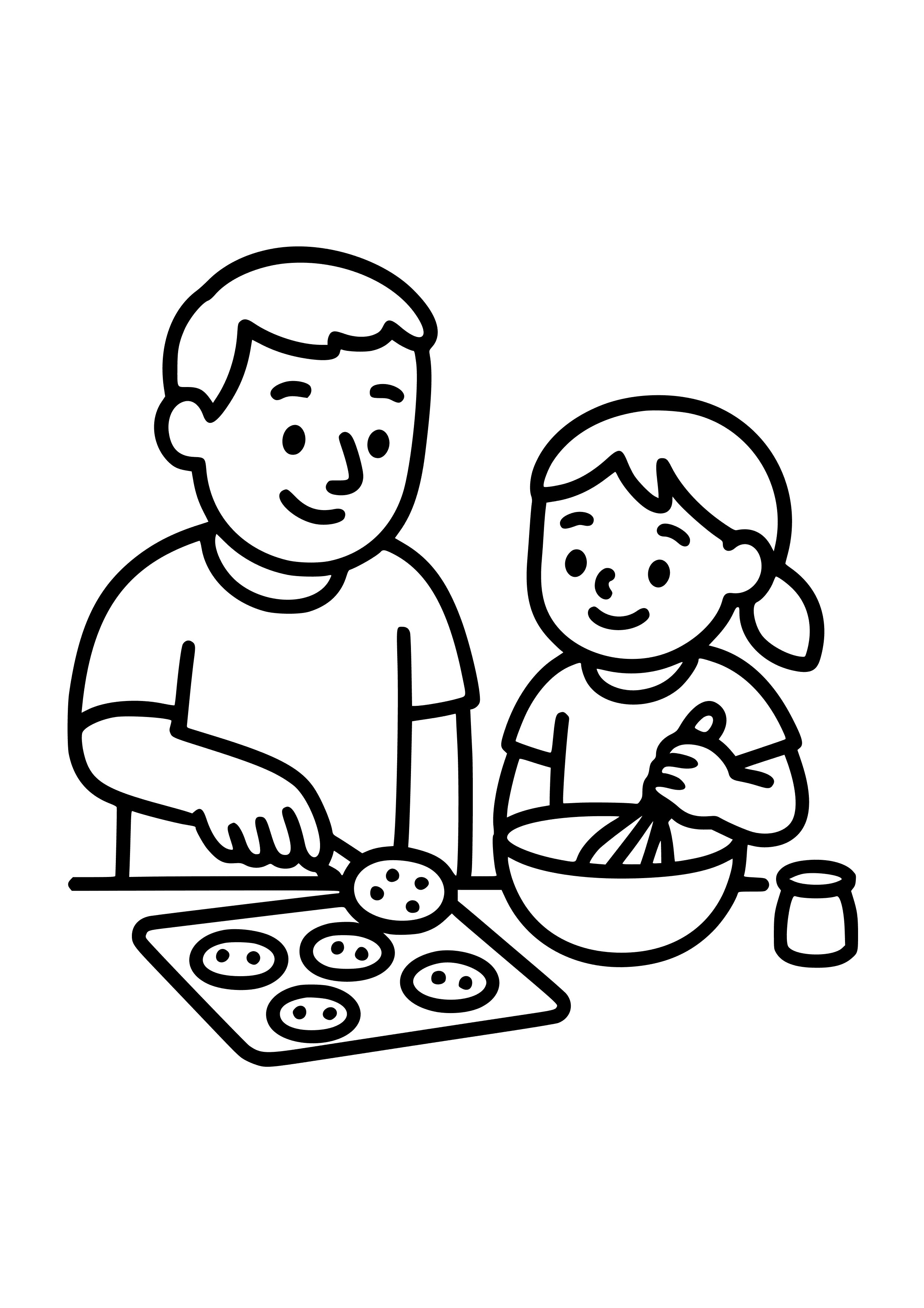 Dad and Daughter Baking Cookies Coloring Page