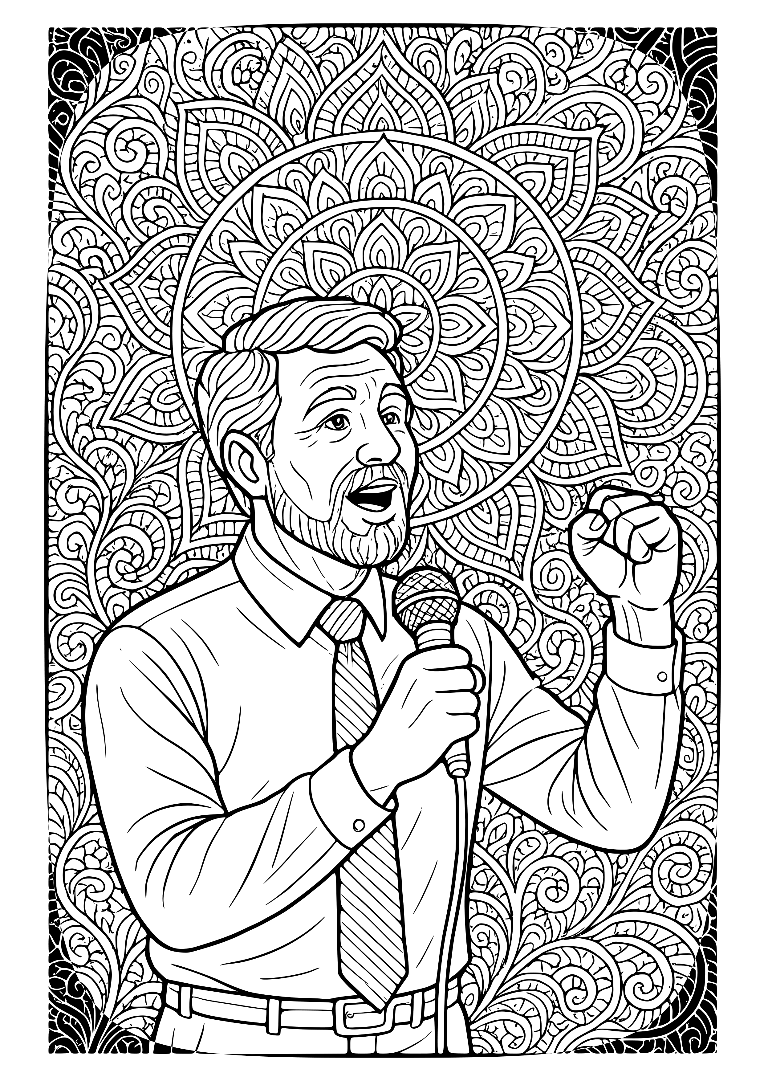 Dad Giving a Motivational Speech Coloring Page