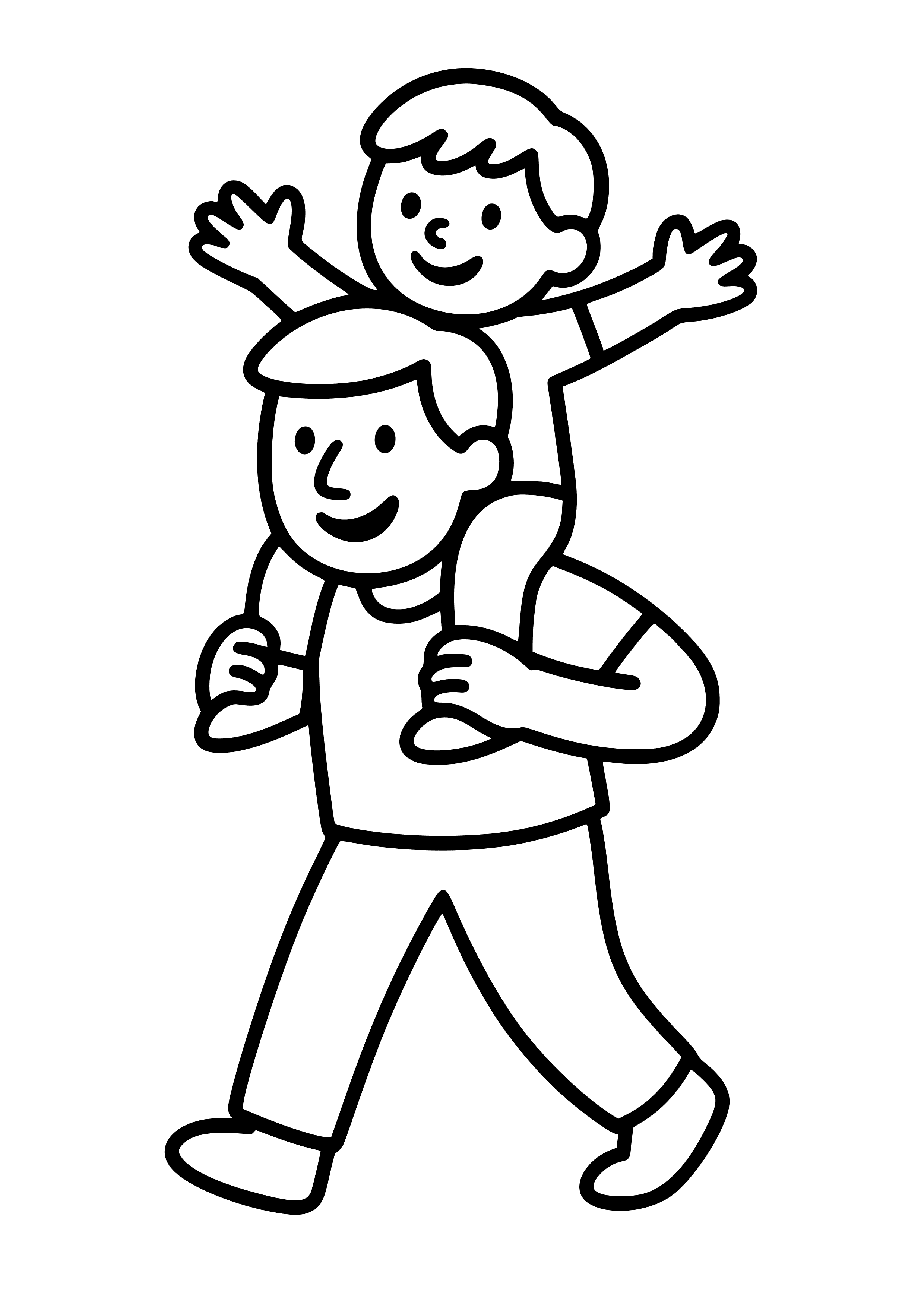 Dad Giving a Piggyback Ride Coloring Page