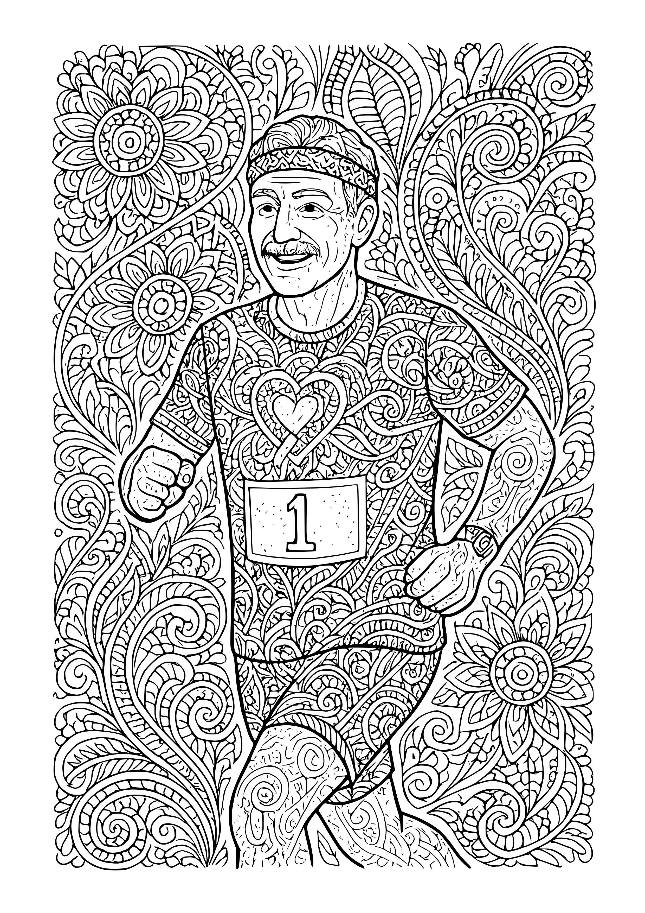 Dad Participating in a Charity Run Coloring Page