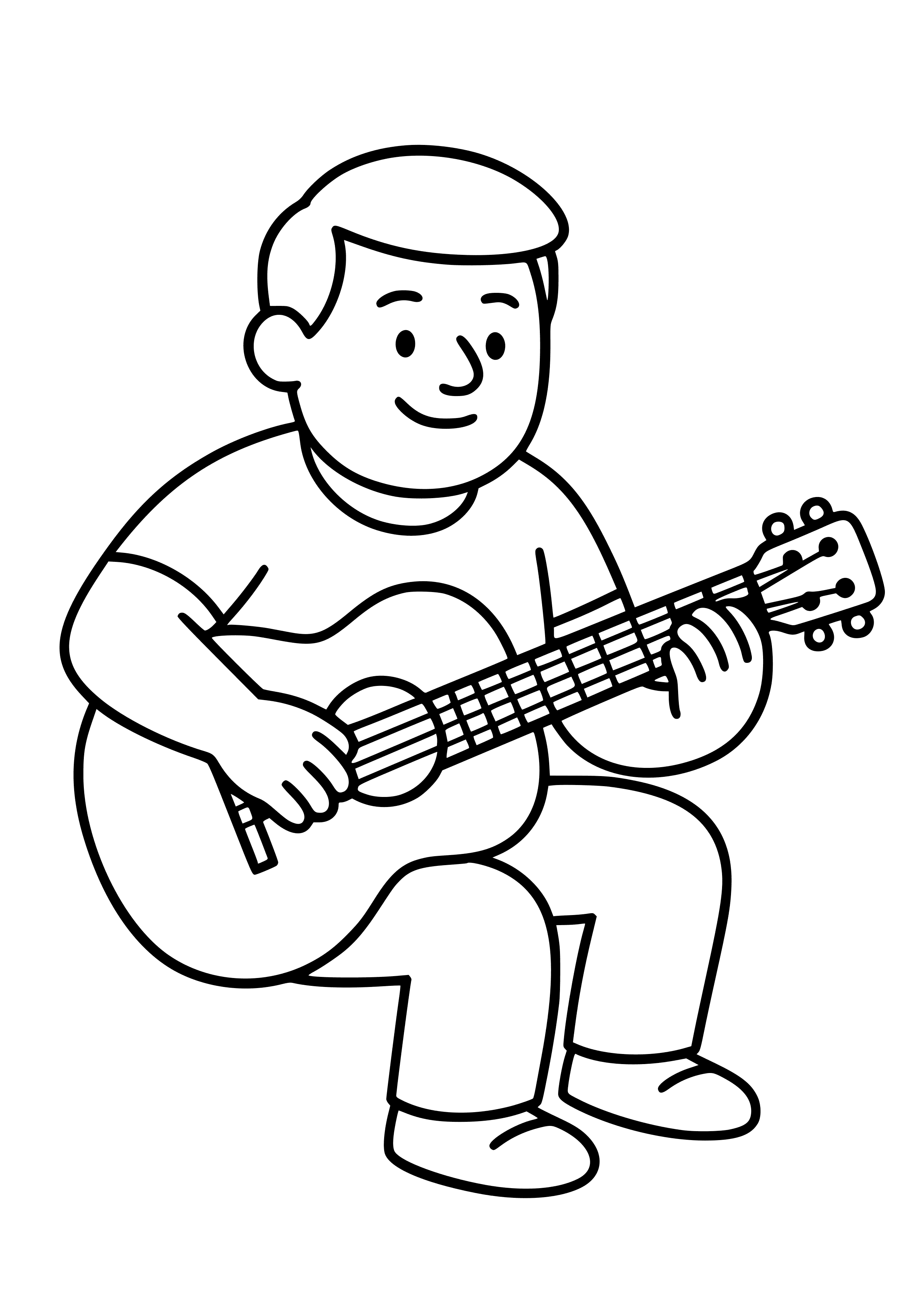 Dad Playing Guitar Coloring Page