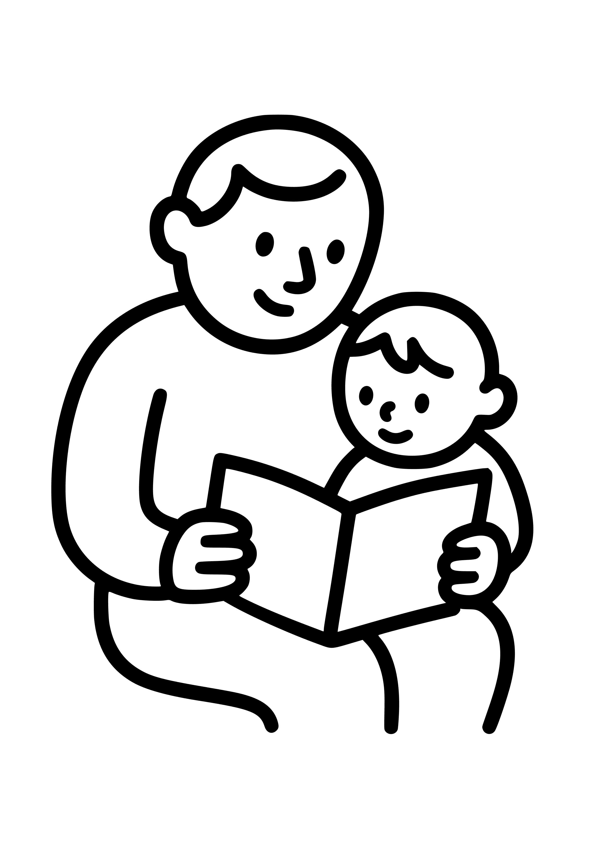 Dad Reading a Storybook Coloring Page