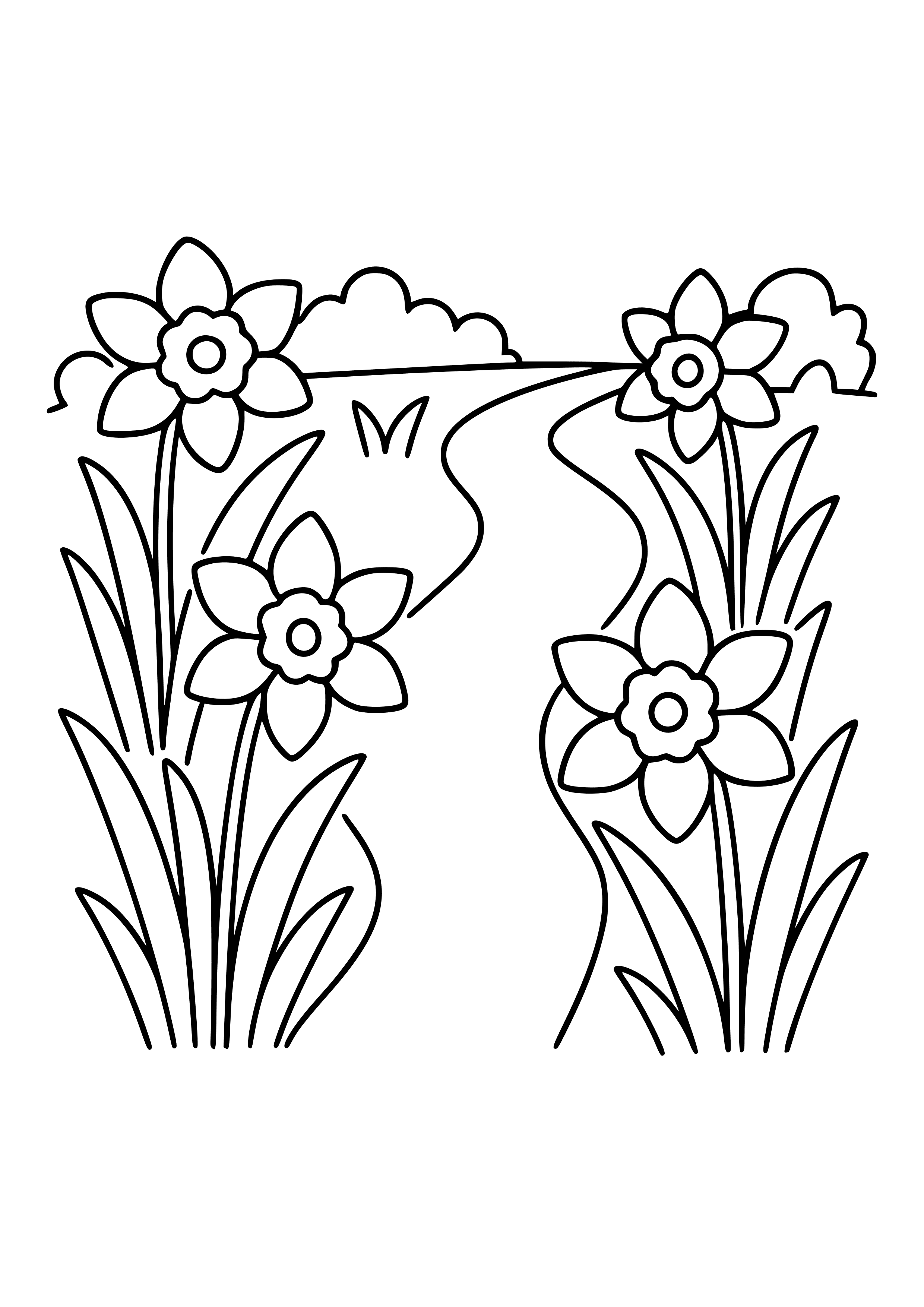 Daffodils by a Garden Path Coloring Page